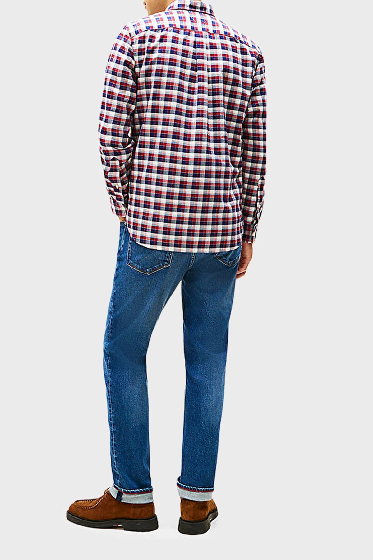 Tommy Hilfiger Pamuklu Regular Fit Uzun Kollu Ekoseli Erkek Gömlek MW0MW40465 0QJ KIRMIZI - 3