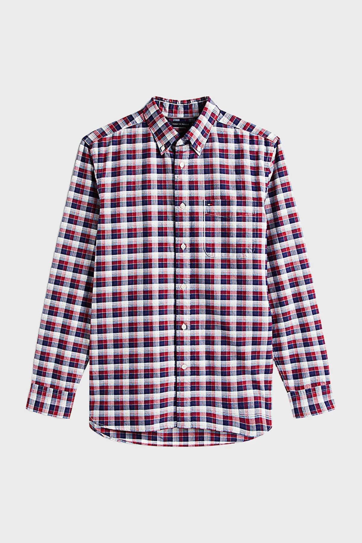 Tommy Hilfiger Pamuklu Regular Fit Uzun Kollu Ekoseli Erkek Gömlek MW0MW40465 0QJ KIRMIZI - 4