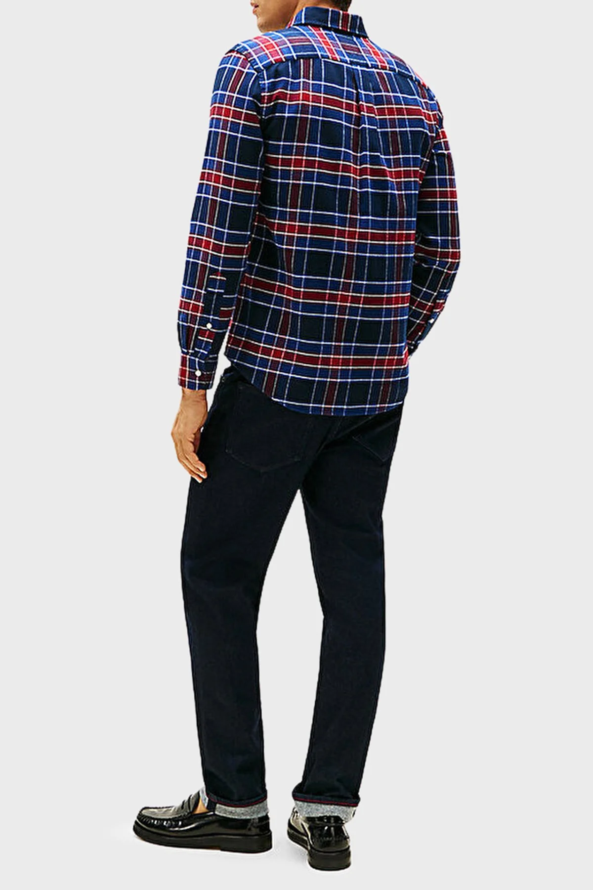 Tommy Hilfiger Pamuklu Regular Fit Uzun Kollu Ekoseli Erkek Gömlek MW0MW40473 0MS LACİVERT-BEYAZ - 4