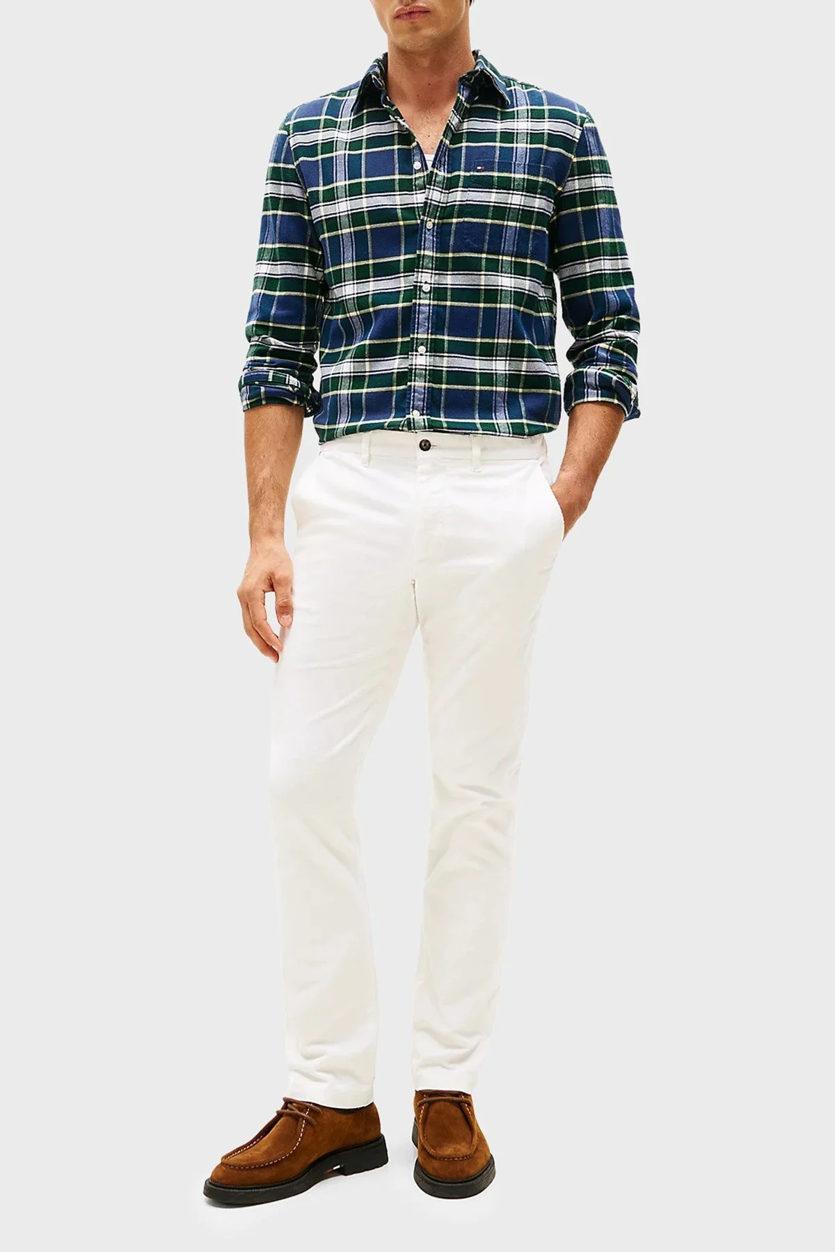 Tommy Hilfiger Pamuklu Regular Fit Uzun Kollu Ekoseli Erkek Gömlek MW0MW40473 0N5 YEŞİL-BEYAZ - 3