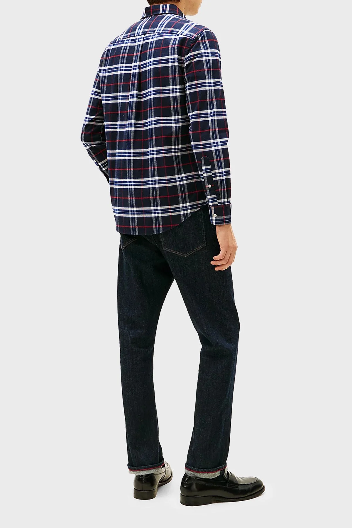 Tommy Hilfiger Pamuklu Regular Fit Uzun Kollu Ekoseli Erkek Gömlek MW0MW40894 0MU LACİVERT-BEYAZ - 4