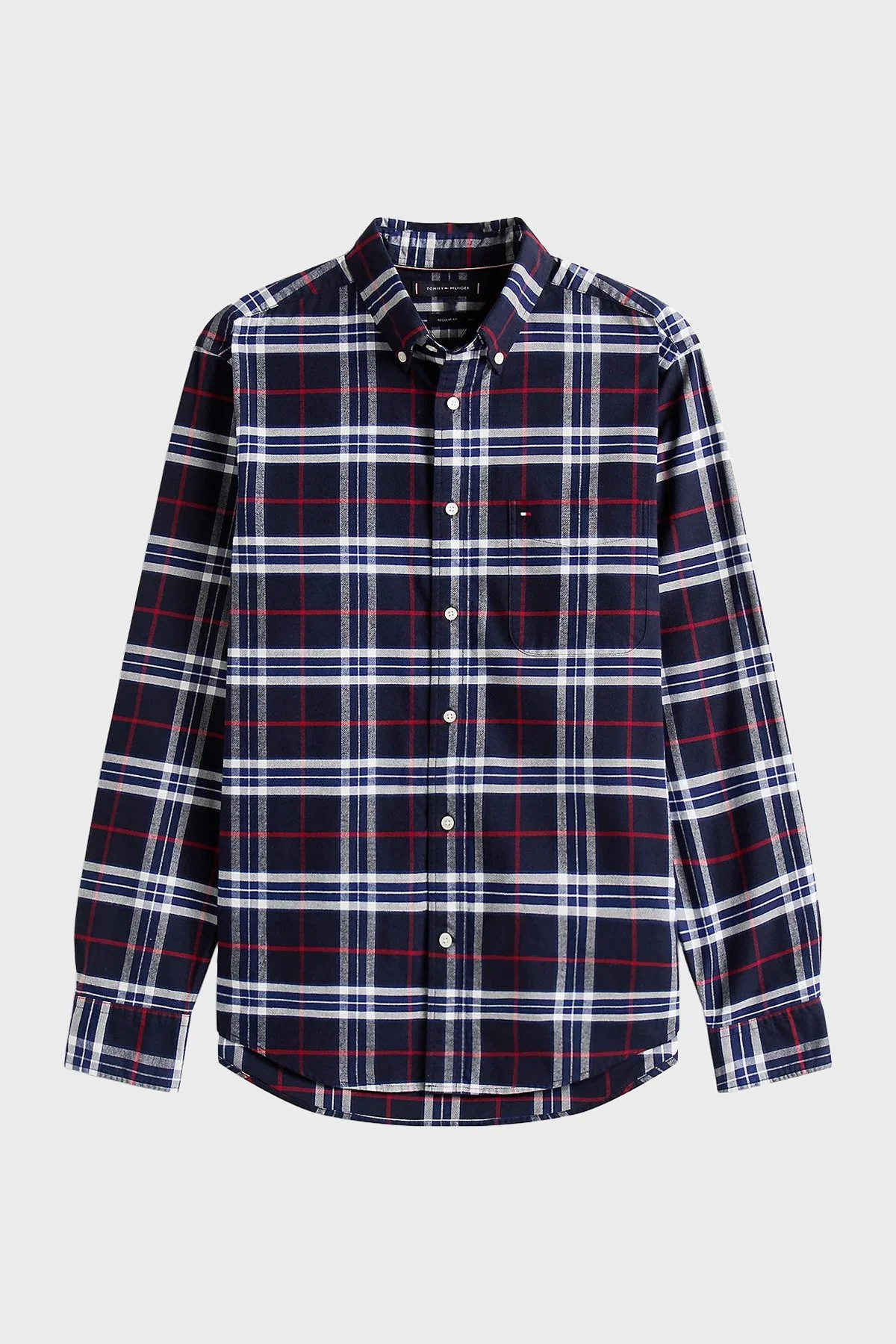 Tommy Hilfiger Pamuklu Regular Fit Uzun Kollu Ekoseli Erkek Gömlek MW0MW40894 0MU LACİVERT-BEYAZ - 5