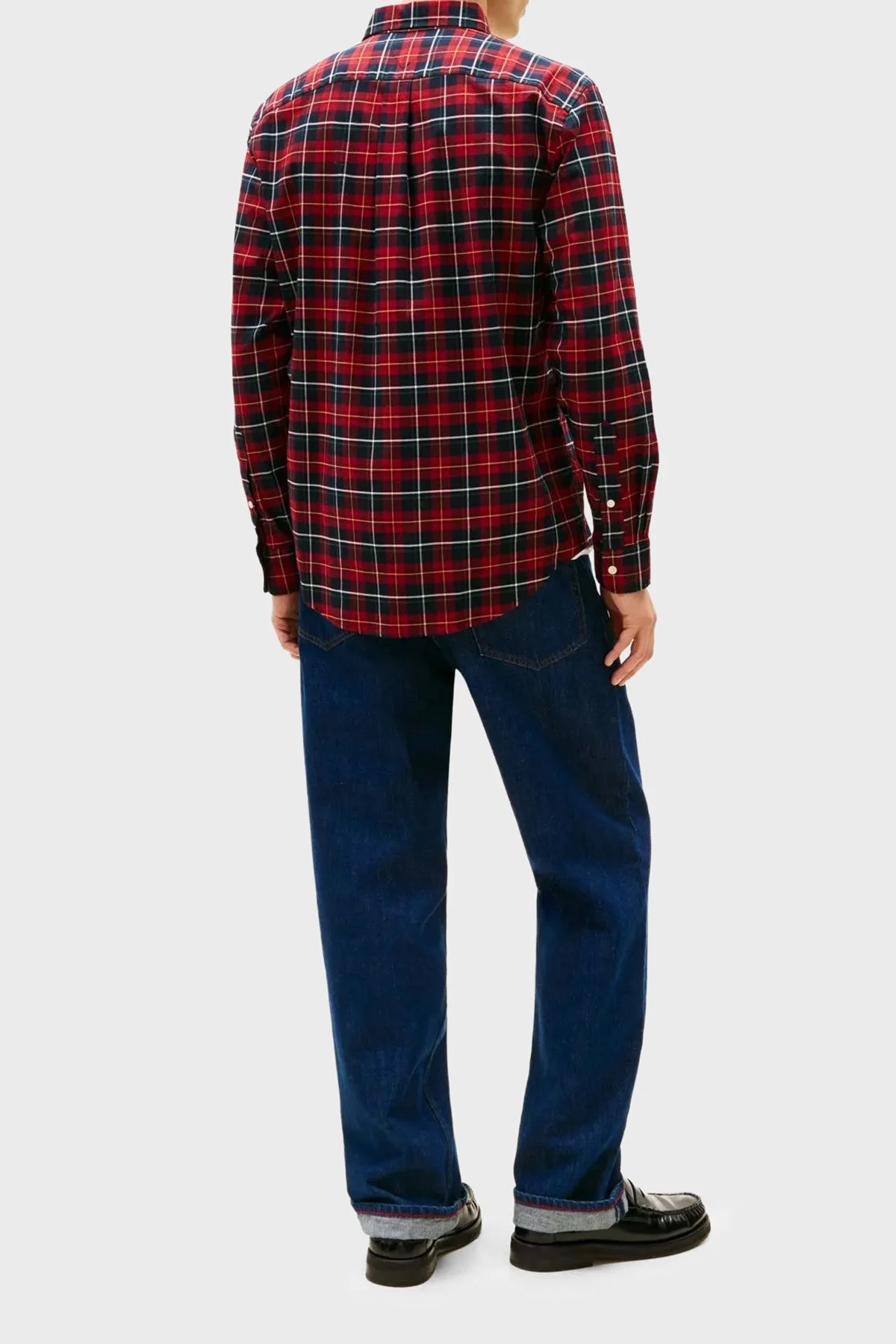 Tommy Hilfiger Pamuklu Regular Fit Uzun Kollu Ekoseli Erkek Gömlek MW0MW41494 0QJ KIRMIZI - 4