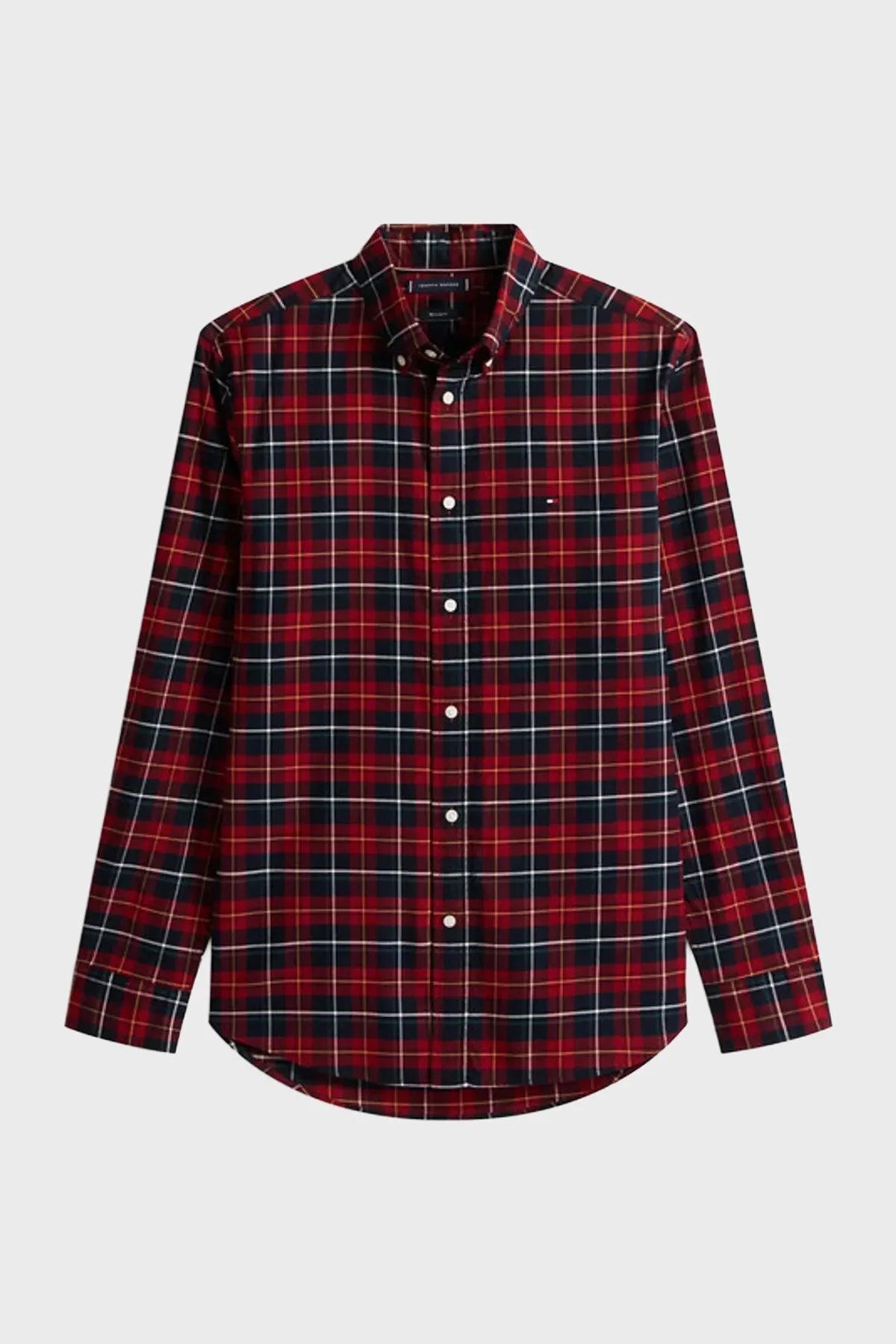 Tommy Hilfiger Pamuklu Regular Fit Uzun Kollu Ekoseli Erkek Gömlek MW0MW41494 0QJ KIRMIZI - 5