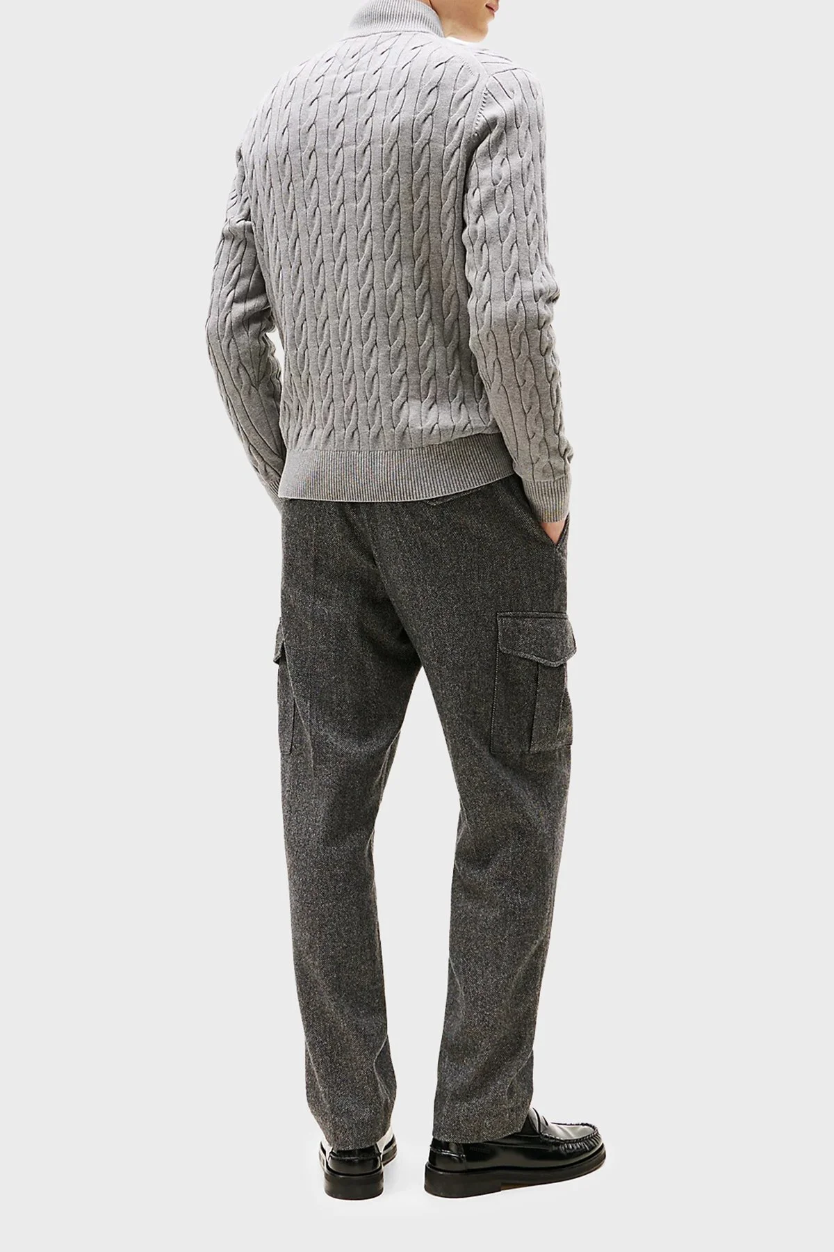 Tommy Hilfiger Pamuklu Regular Fit Yarım Fermuarlı Dik Yaka Erkek Kazak MW0MW36532 P91 GRİ - 3