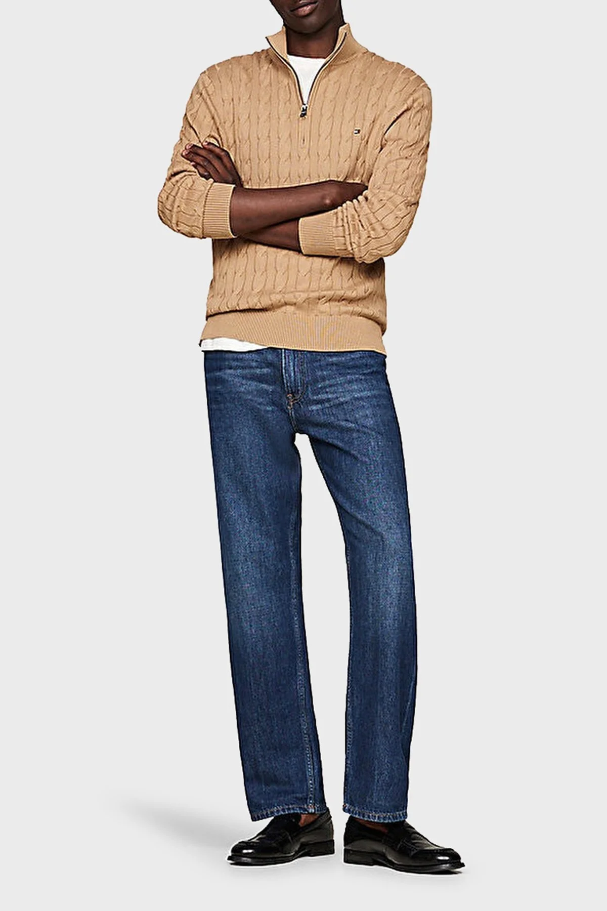 Tommy Hilfiger Pamuklu Regular Fit Yarım Fermuarlı Dik Yaka Erkek Kazak MW0MW36532 RBC KOYU HAKİ - 3