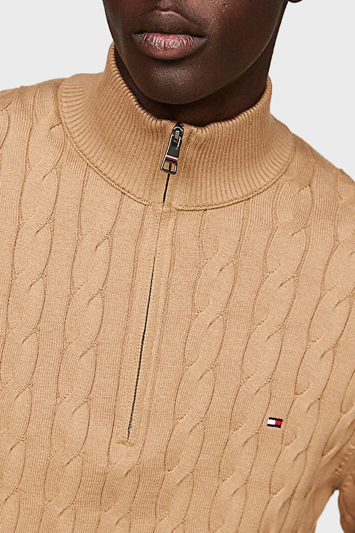 Tommy Hilfiger Pamuklu Regular Fit Yarım Fermuarlı Dik Yaka Erkek Kazak MW0MW36532 RBC KOYU HAKİ - 4