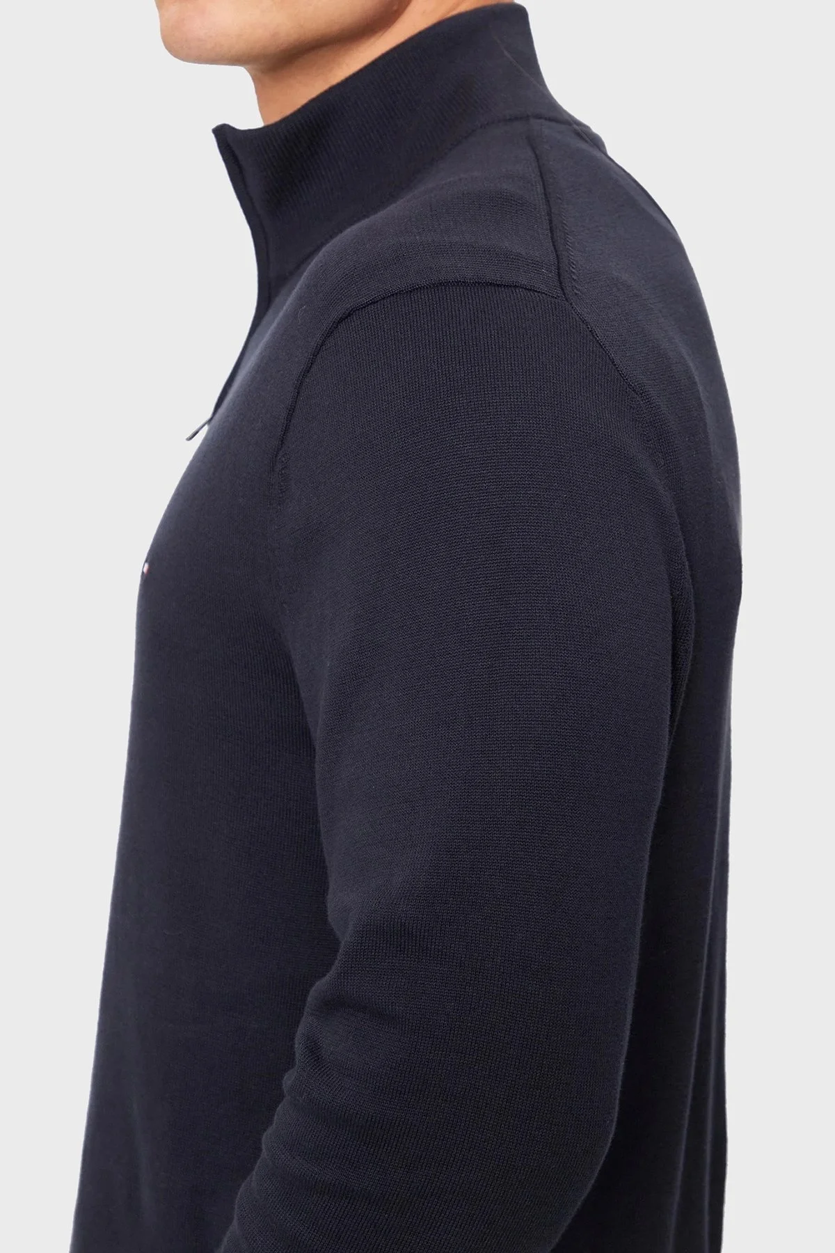 Tommy Hilfiger Pamuklu Regular Fit Yarım Fermuarlı Dik Yaka Erkek Kazak MW0MW37331 DW5 LACİVERT - 5