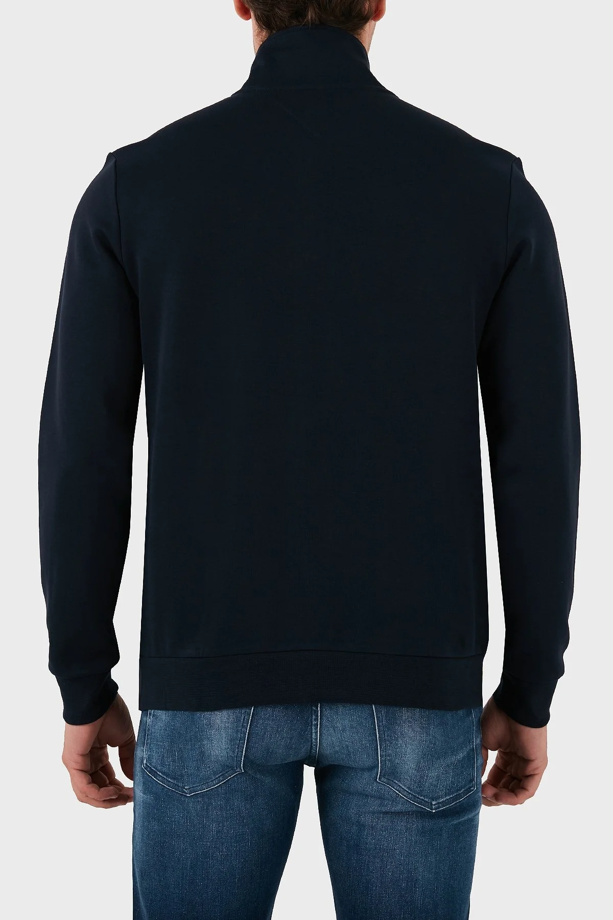 Tommy Hilfiger Pamuklu Regular Fit Yarım Fermuarlı Dik Yaka Erkek Sweat MW0MW36510 DW5 LACİVERT - 8
