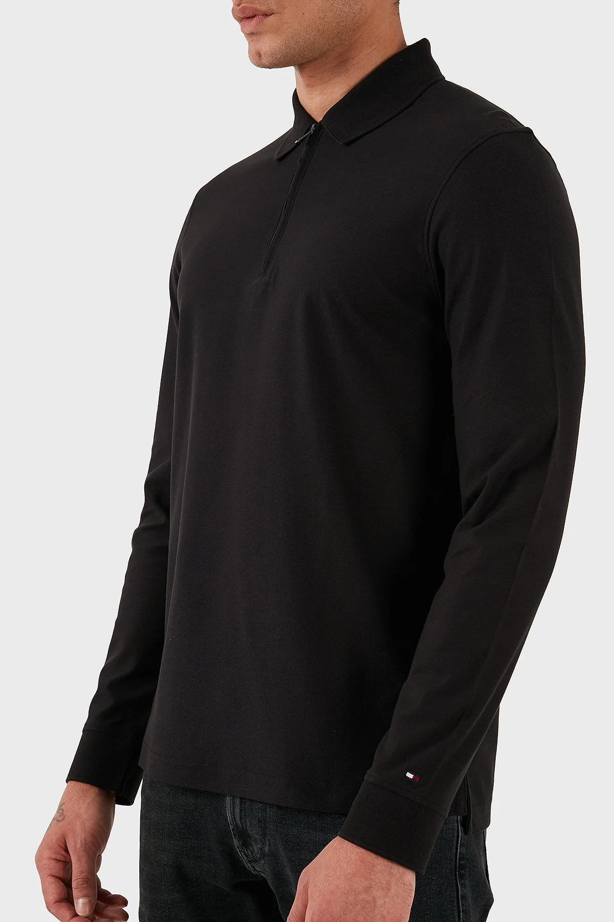 Tommy Hilfiger Pamuklu Regular Fit Yarım Fermuarlı Erkek Polo Yaka Sweat MW0MW44244 BDS SİYAH - 5