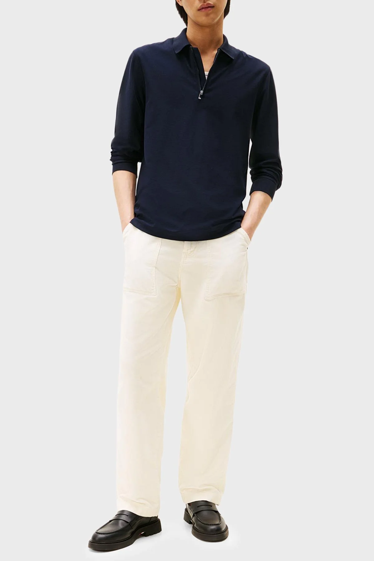 Tommy Hilfiger Pamuklu Regular Fit Yarım Fermuarlı Erkek Polo Yaka Sweat MW0MW44244 DW5 LACİVERT - 2