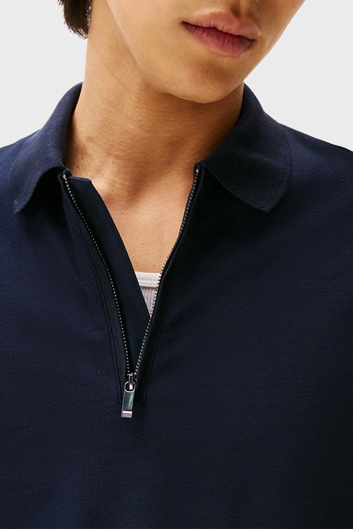 Tommy Hilfiger Pamuklu Regular Fit Yarım Fermuarlı Erkek Polo Yaka Sweat MW0MW44244 DW5 LACİVERT - 4