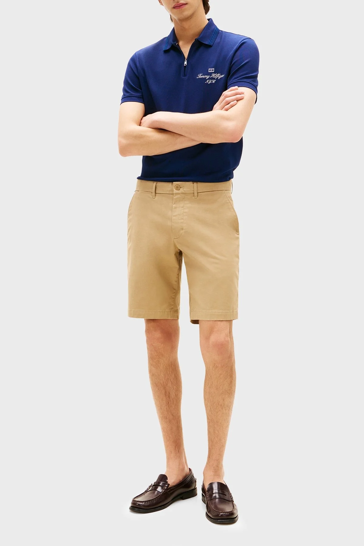 Tommy Hilfiger Pamuklu Regular Fit Yarım Fermuarlı Erkek Polo Yaka T Shirt MW0MW39550 C7G MAVİ - 2