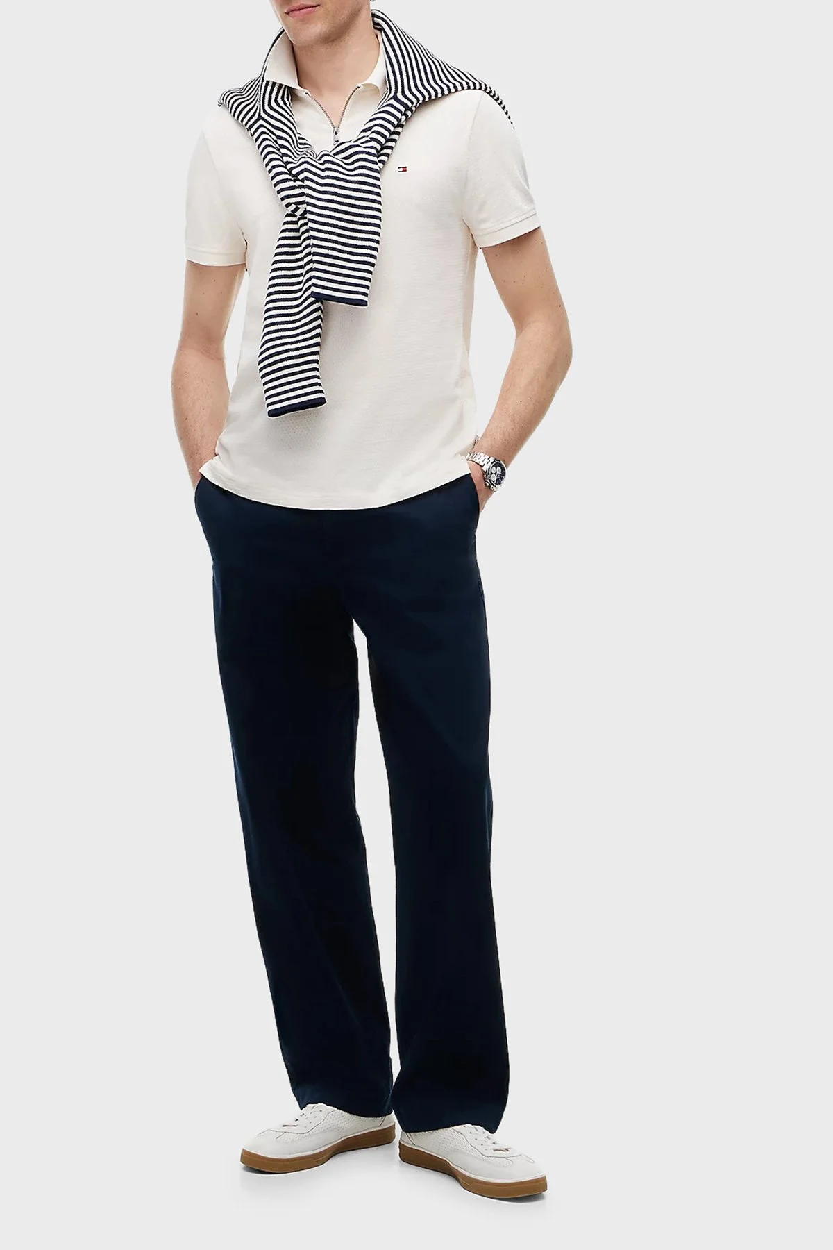 Tommy Hilfiger Pamuklu Regular Fit Yarım Fermuarlı Erkek Polo Yaka T Shirt MW0MW42762 Z00 AÇIK BEJ - 2
