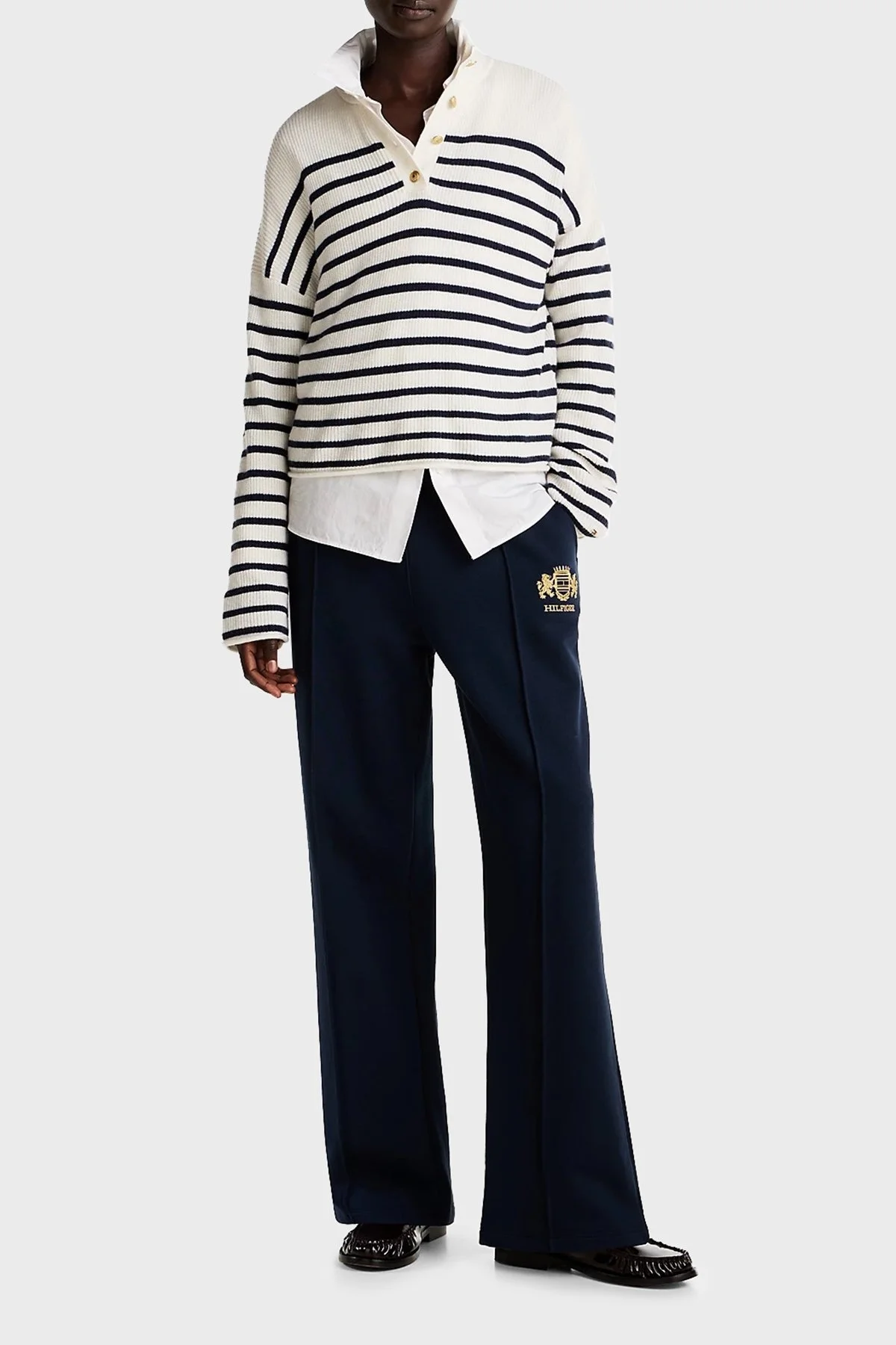 Tommy Hilfiger Pamuklu Regular Fit Yüksek Bel Bol Paça Jogger Bayan Pantolon WW0WW43862 C1G LACİVERT - 8