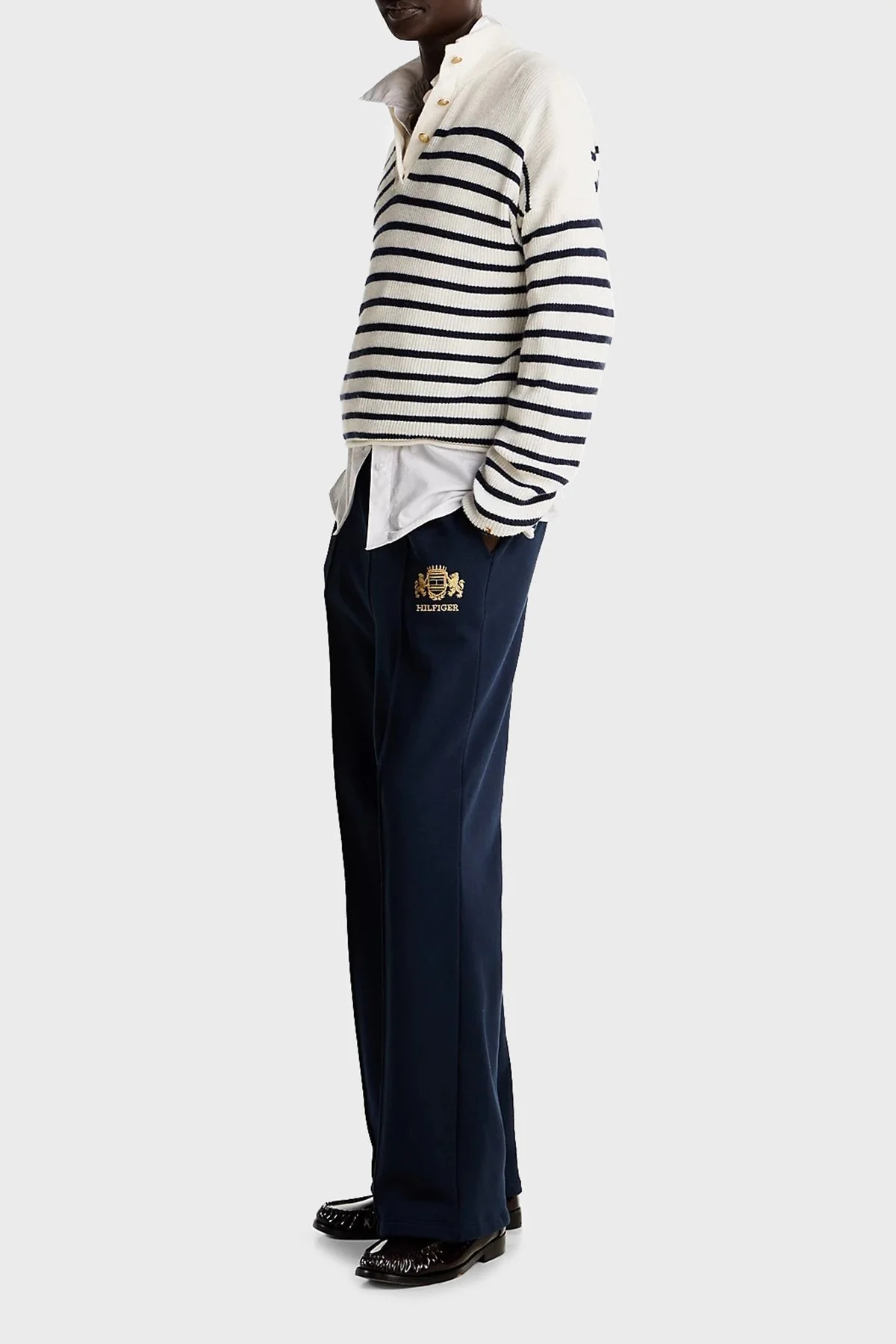 Tommy Hilfiger Pamuklu Regular Fit Yüksek Bel Bol Paça Jogger Bayan Pantolon WW0WW43862 C1G LACİVERT - 9