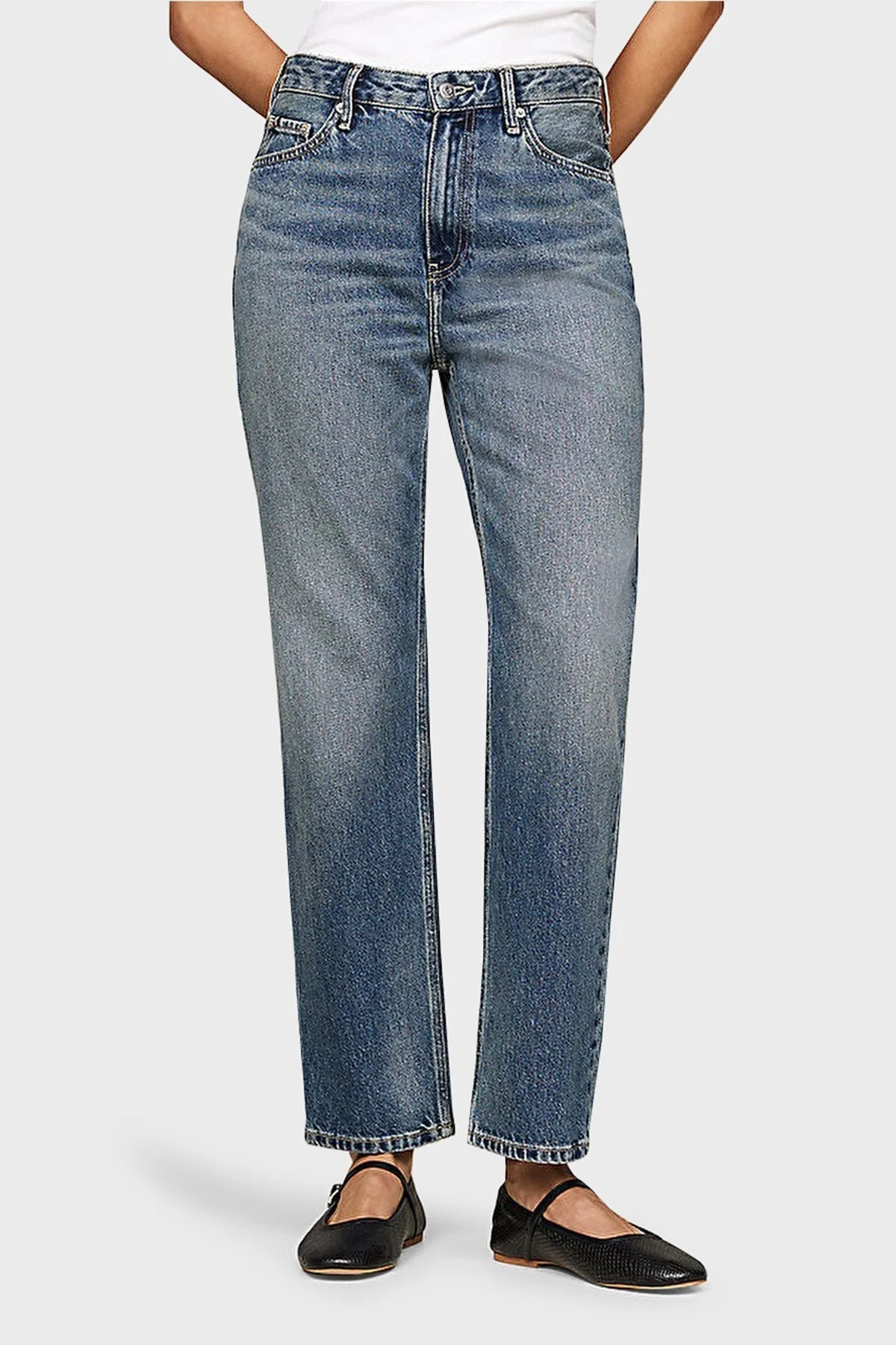 Tommy Hilfiger Pamuklu Regular Fit Yüksek Bel Jeans Bayan Kot Pantolon WW0WW42805 1A5 MAVİ - 7