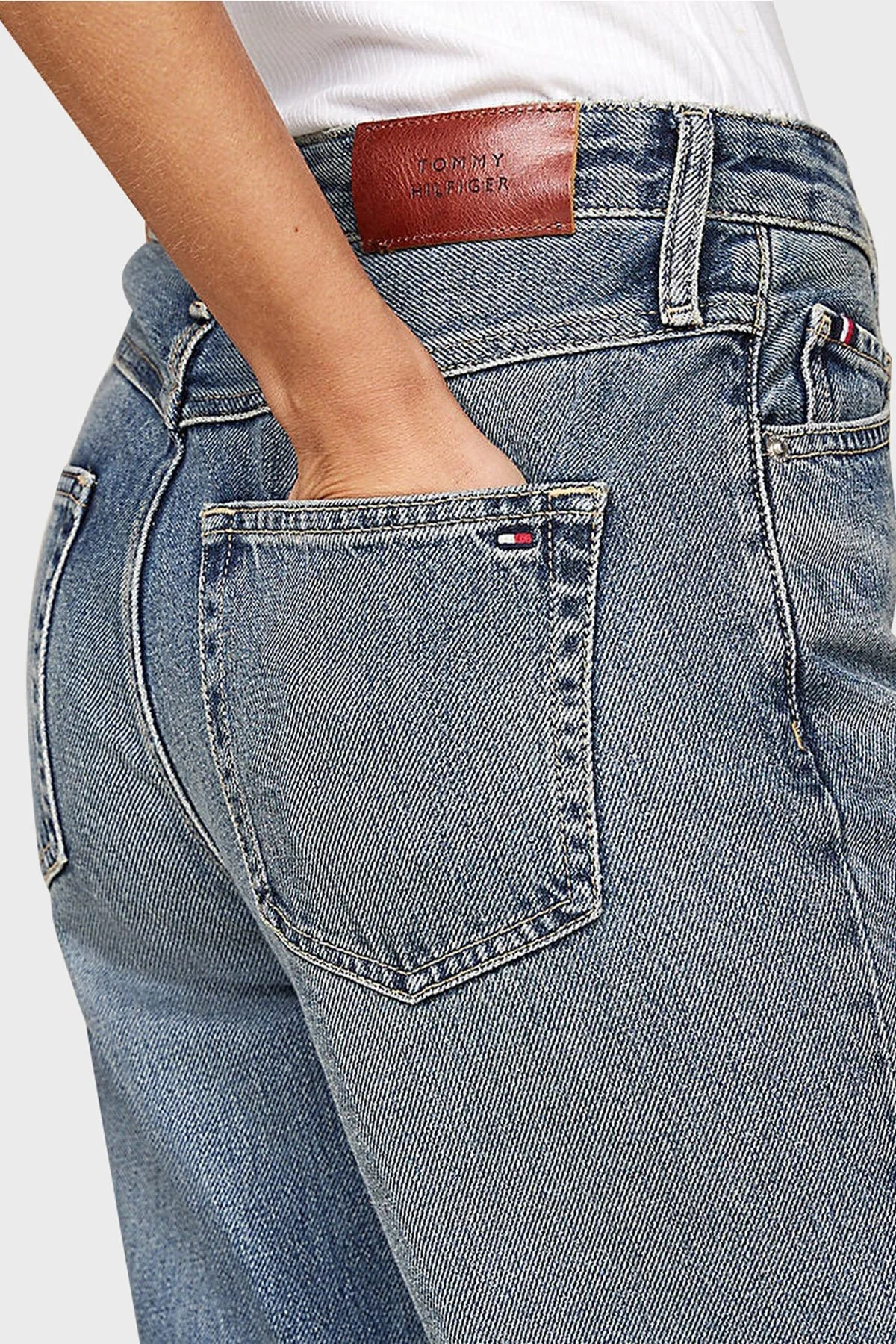 Tommy Hilfiger Pamuklu Regular Fit Yüksek Bel Jeans Bayan Kot Pantolon WW0WW42805 1A5 MAVİ - 8