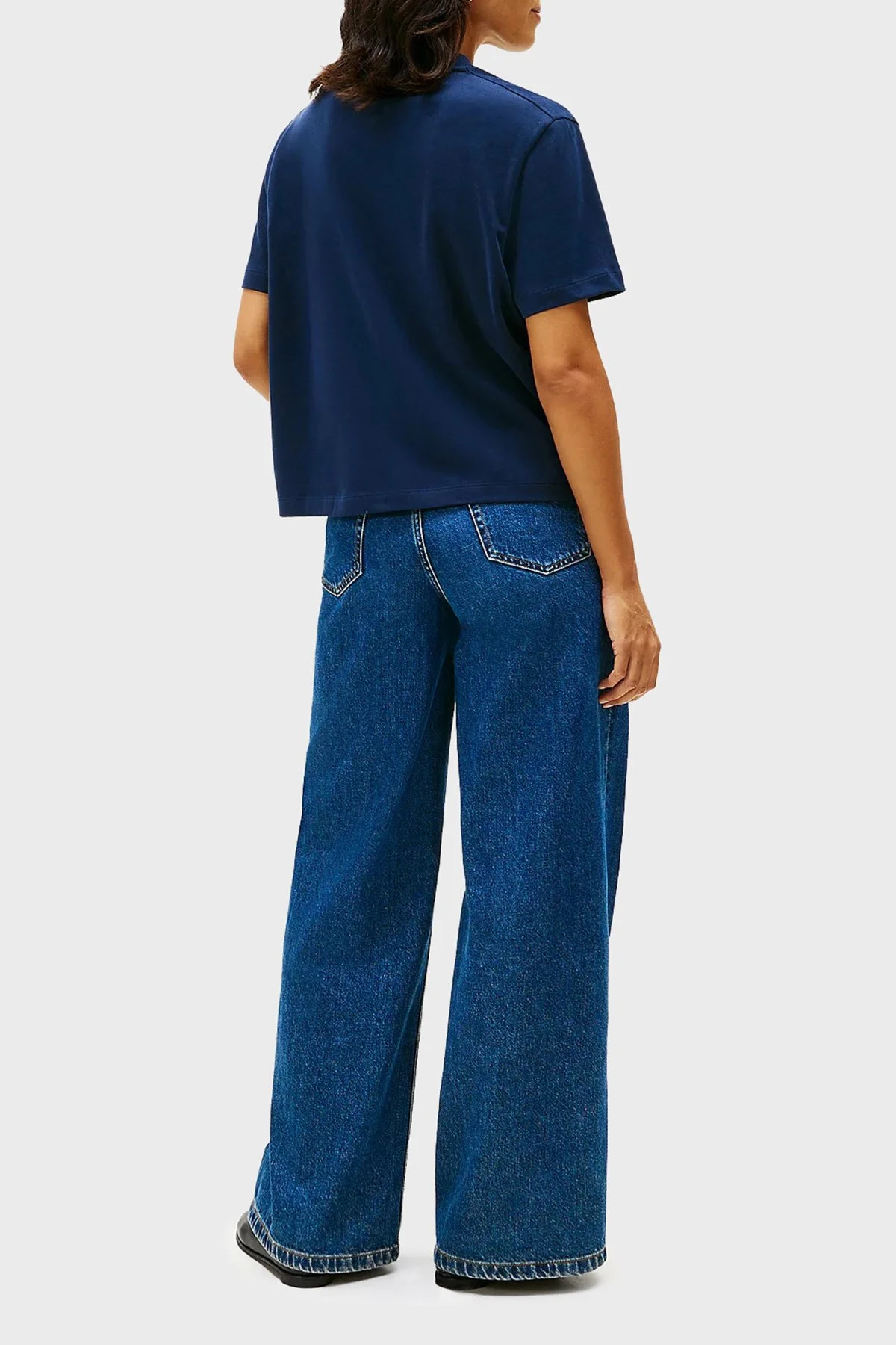 Tommy Hilfiger Pamuklu Relaxed Fit Bisiklet Yaka Bayan T Shirt WW0WW47884 C1G LACİVERT - 3