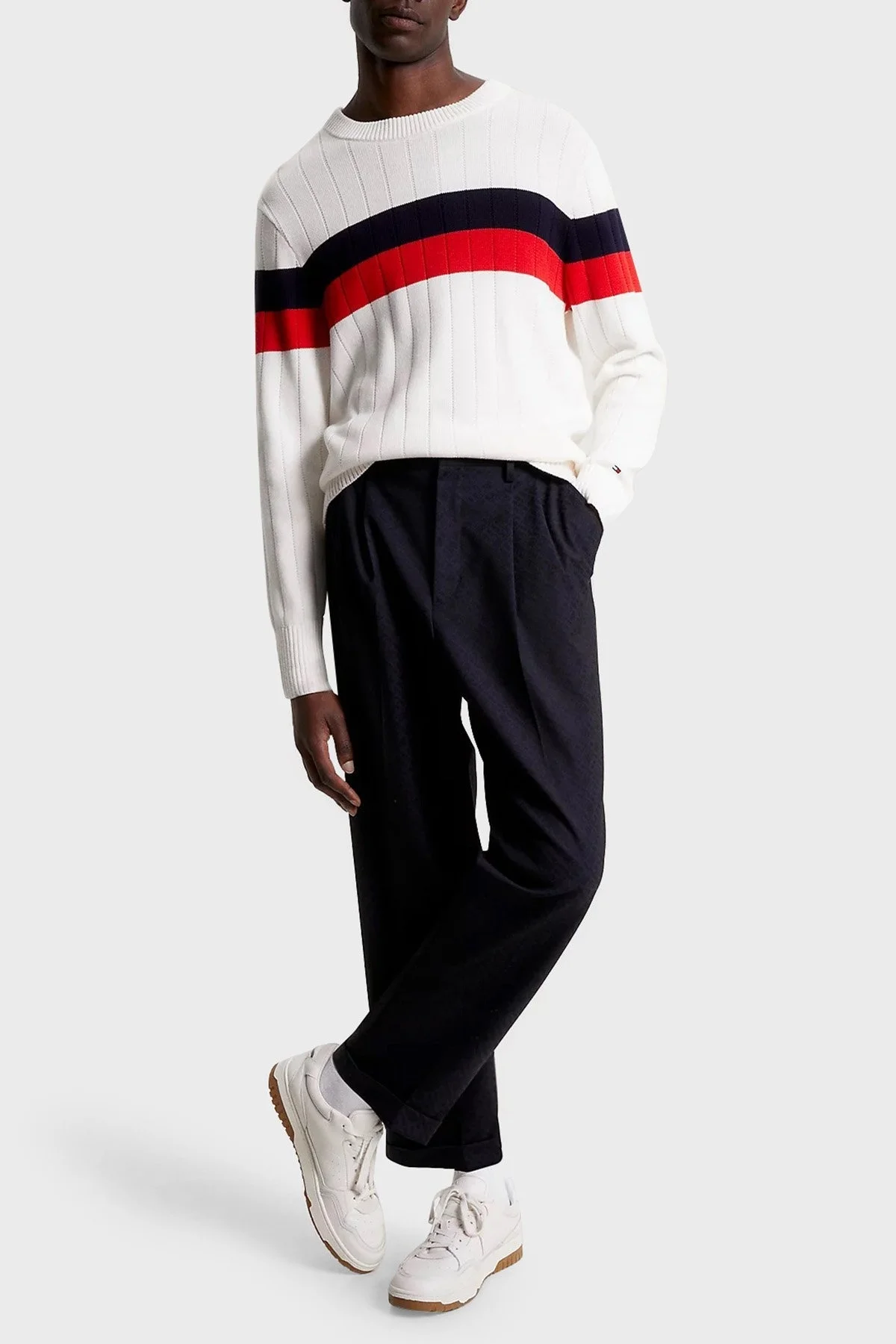 Tommy Hilfiger Pamuklu Regular Fit Bisiklet Yaka Erkek Kazak MW0MW33094 0GY EKRU - 2