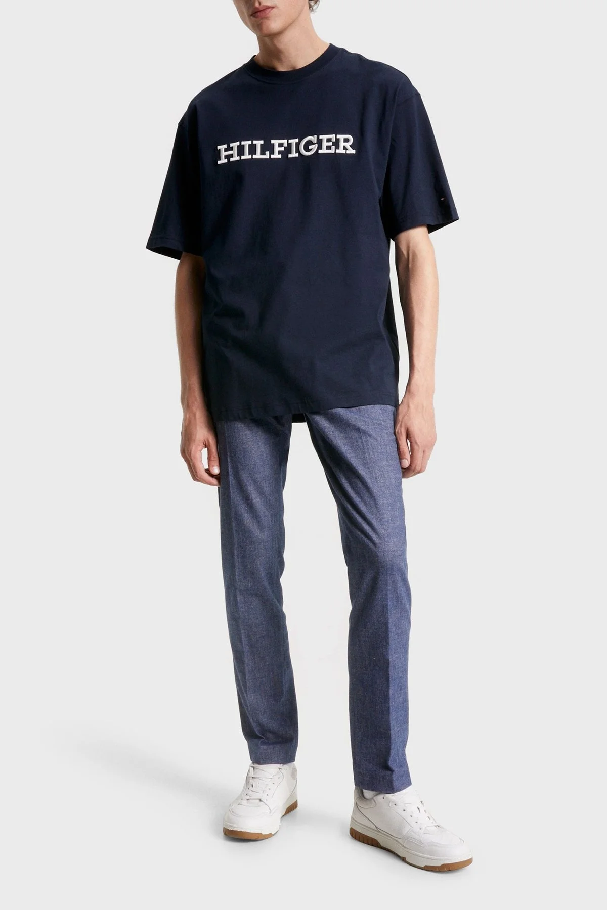 Tommy Hilfiger Pamuklu Relaxed Fit Bisiklet Yaka Erkek T Shirt MW0MW32619 DW5 LACİVERT - 7