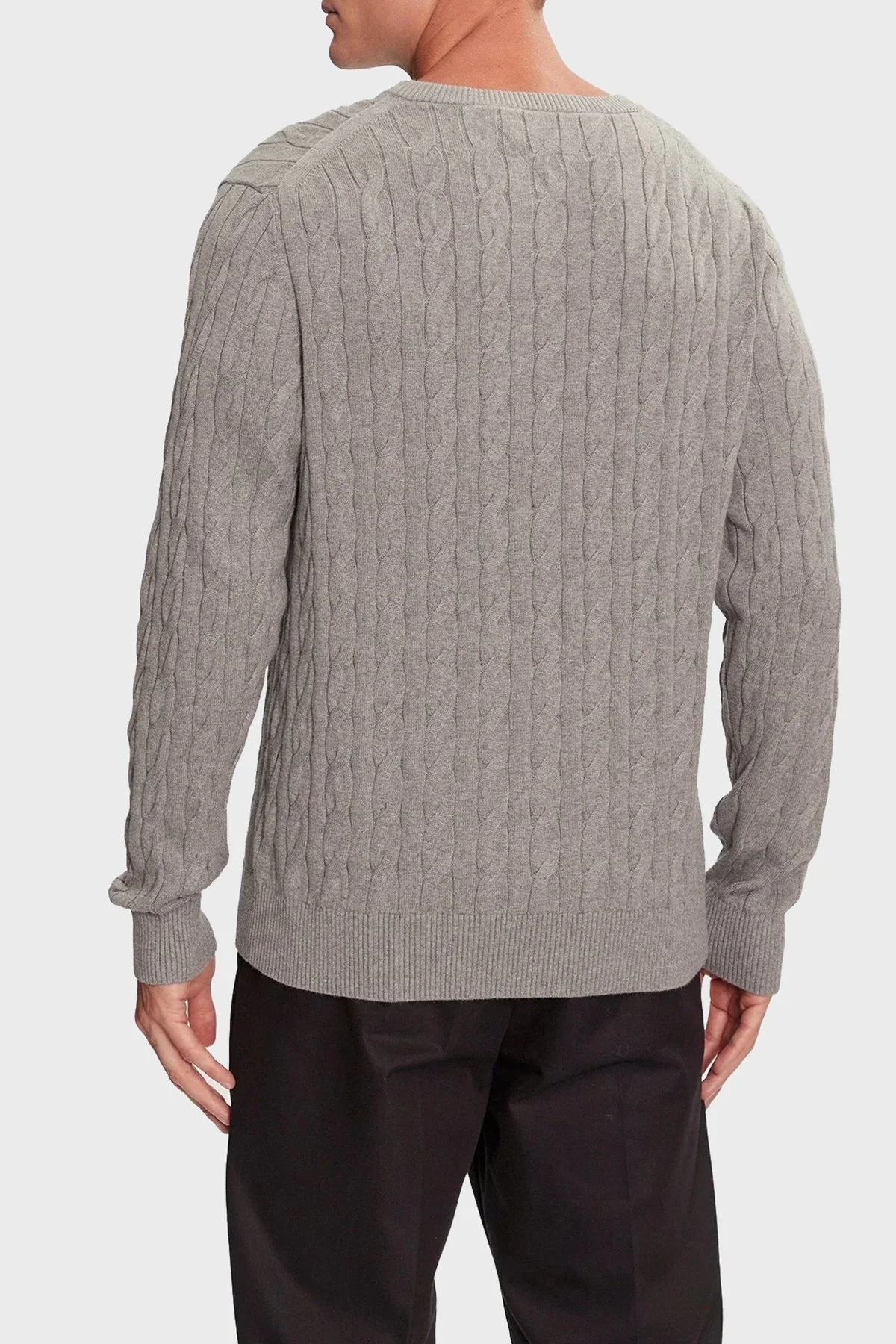 Tommy Hilfiger Pamuklu Relaxed Fit Bisiklet Yaka Örme Erkek Kazak MW0MW33132 P91 GRİ - 2