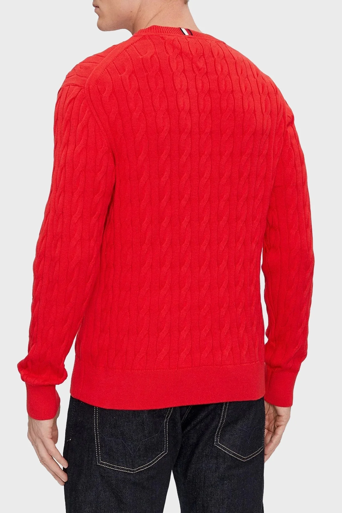 Tommy Hilfiger Pamuklu Relaxed Fit Bisiklet Yaka Örme Erkek Kazak MW0MW33132 XLG KIRMIZI - 7