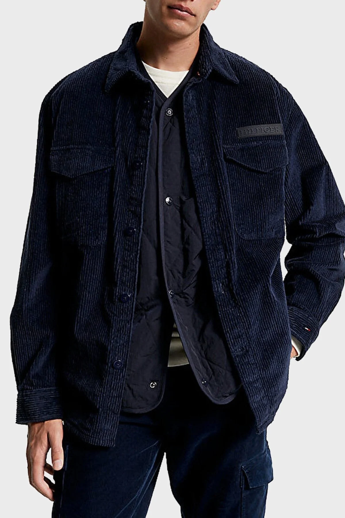 Tommy Hilfiger Pamuklu Relaxed Fit Kadife Erkek Gömlek Ceket MW0MW32903 DW5 LACİVERT - 1