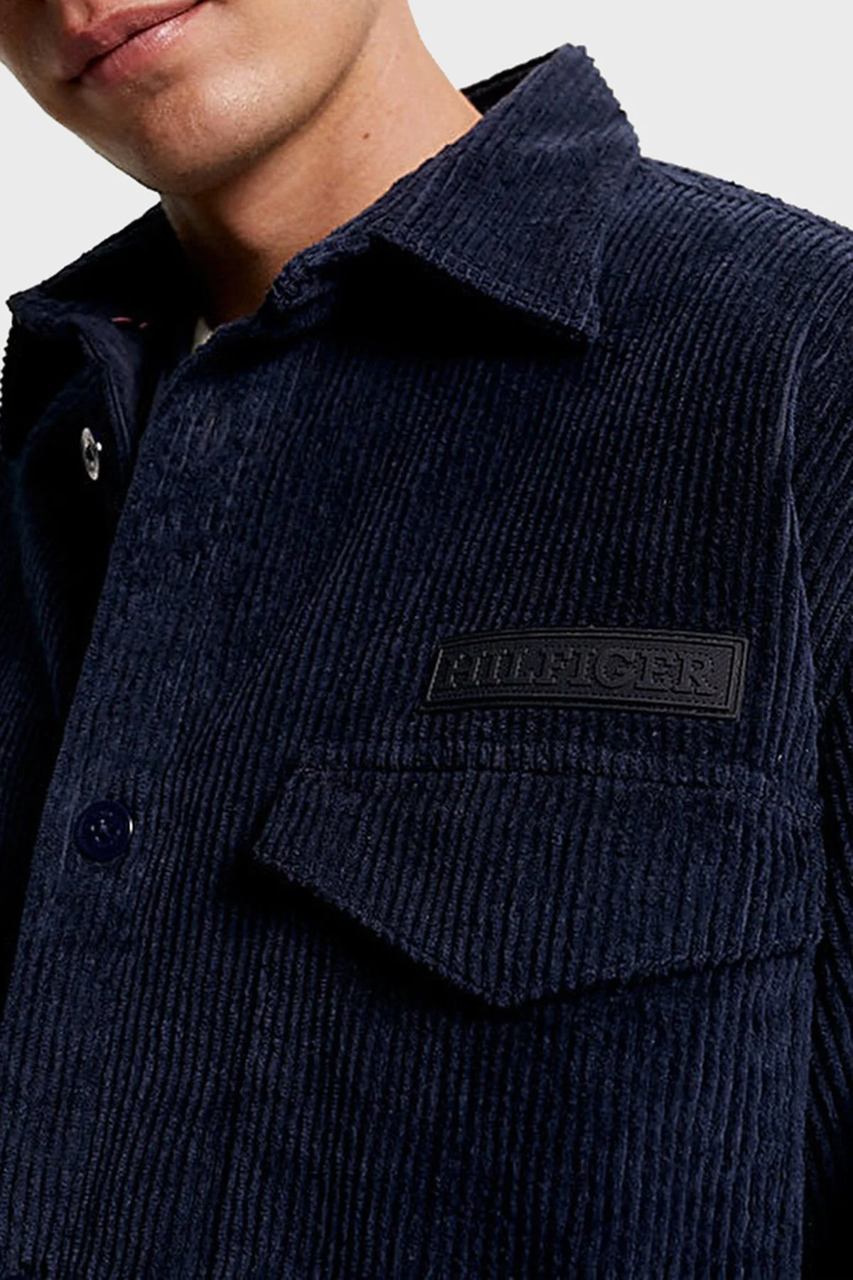 Tommy Hilfiger Pamuklu Relaxed Fit Kadife Erkek Gömlek Ceket MW0MW32903 DW5 LACİVERT - 4