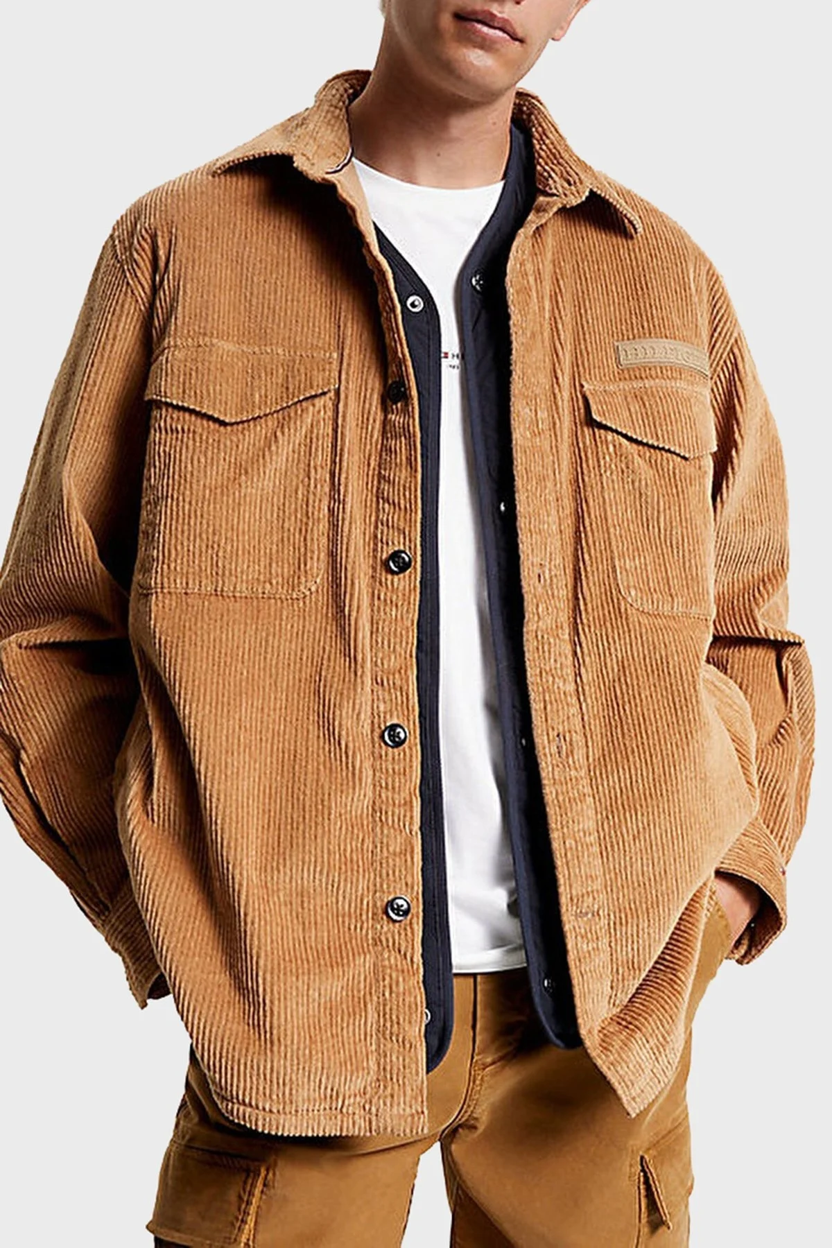 Tommy Hilfiger Pamuklu Relaxed Fit Kadife Erkek Gömlek Ceket MW0MW32903 GWJ KAHVE - 1
