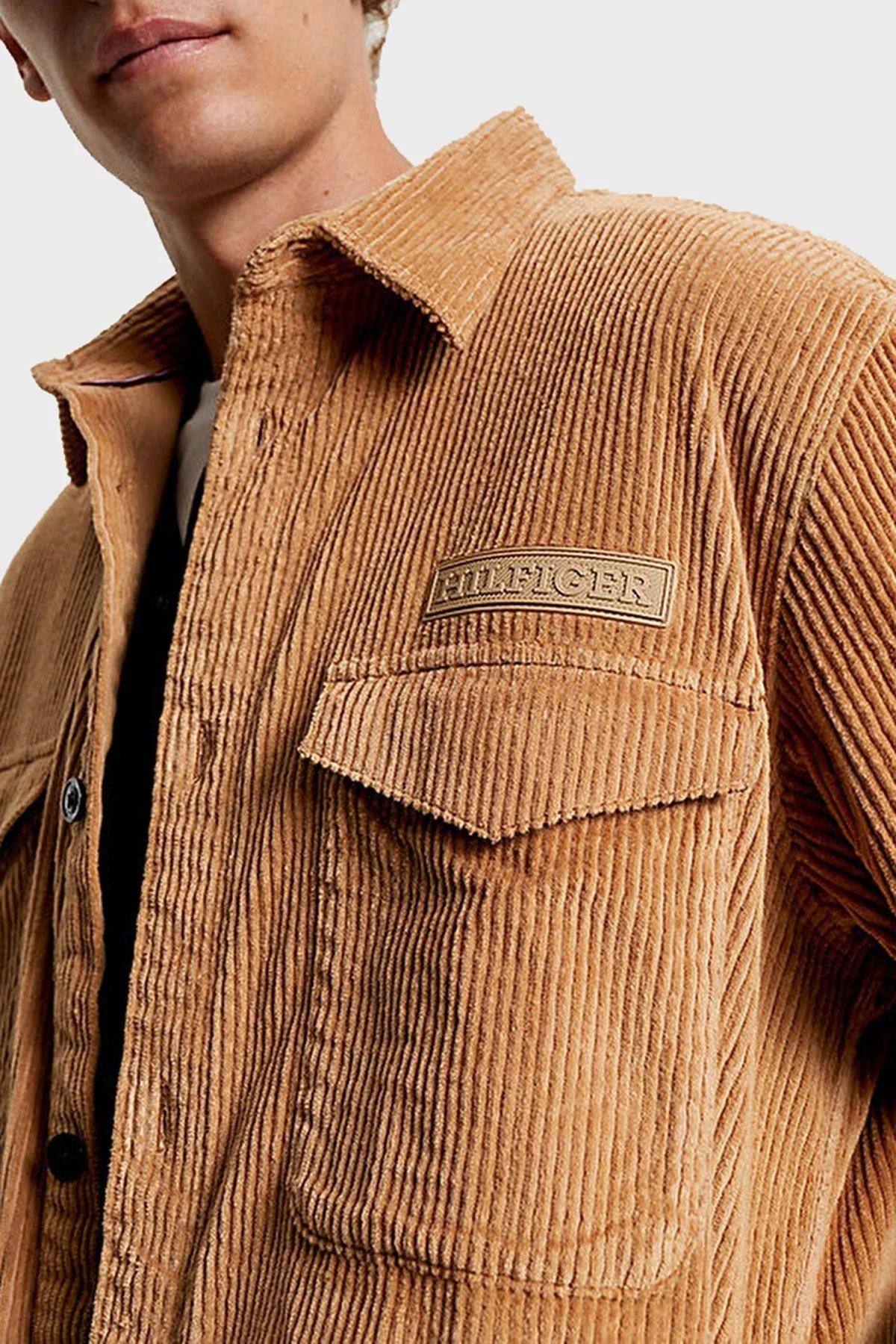 Tommy Hilfiger Pamuklu Relaxed Fit Kadife Erkek Gömlek Ceket MW0MW32903 GWJ KAHVE - 3