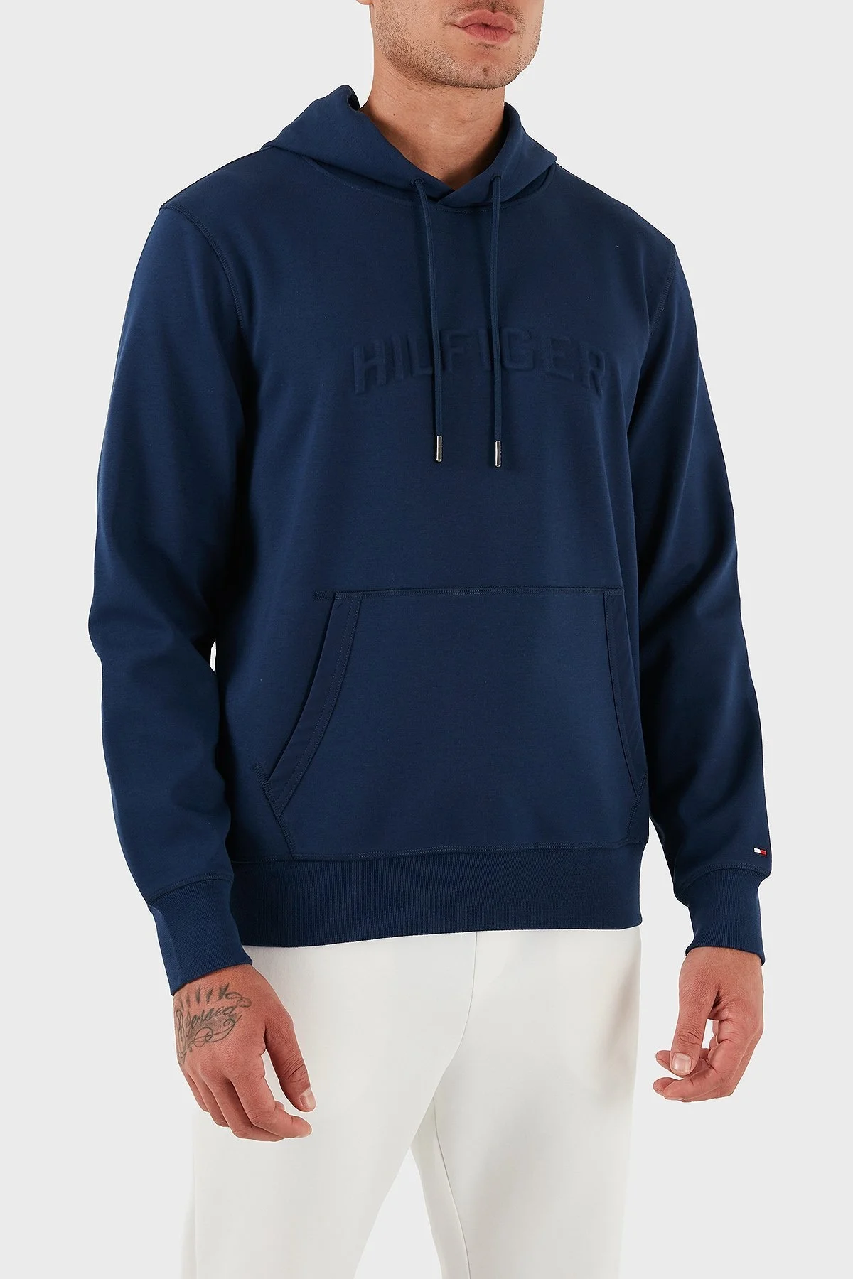 Tommy Hilfiger Pamuklu Relaxed Fit Kapüşonlu Logolu Erkek Sweat MW0MW39402 C7G MAVİ - 3