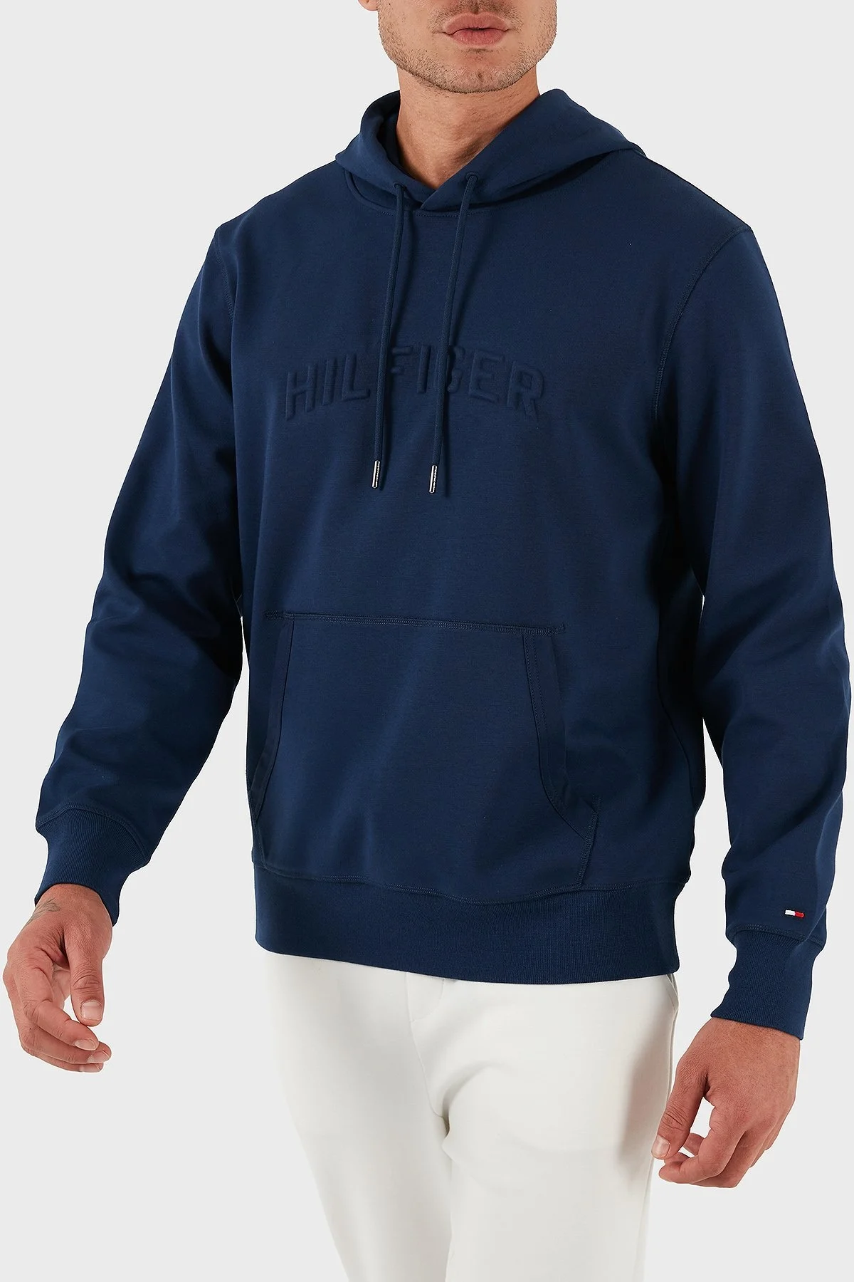 Tommy Hilfiger Pamuklu Relaxed Fit Kapüşonlu Logolu Erkek Sweat MW0MW39402 C7G MAVİ - 4