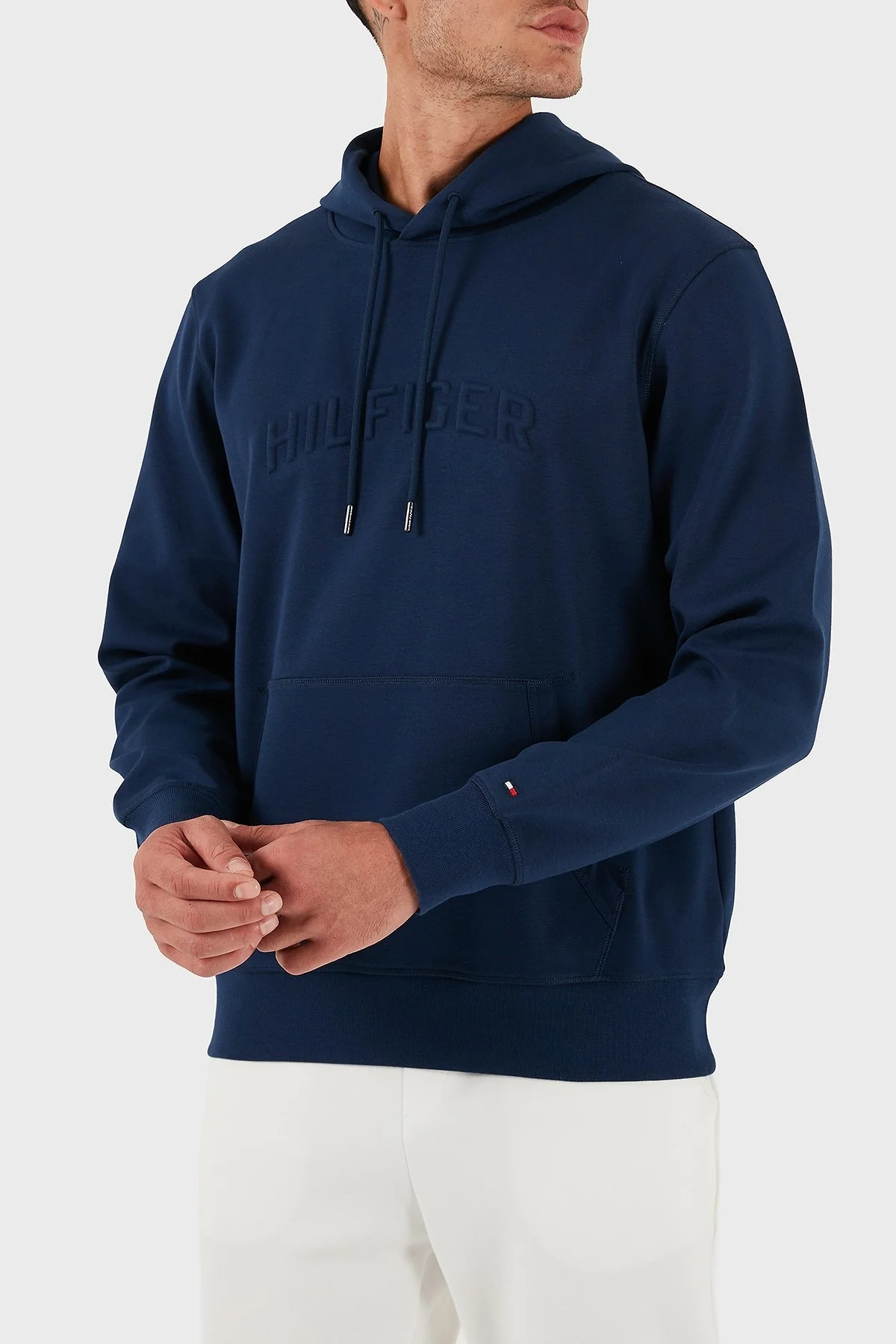 Tommy Hilfiger Pamuklu Relaxed Fit Kapüşonlu Logolu Erkek Sweat MW0MW39402 C7G MAVİ - 5