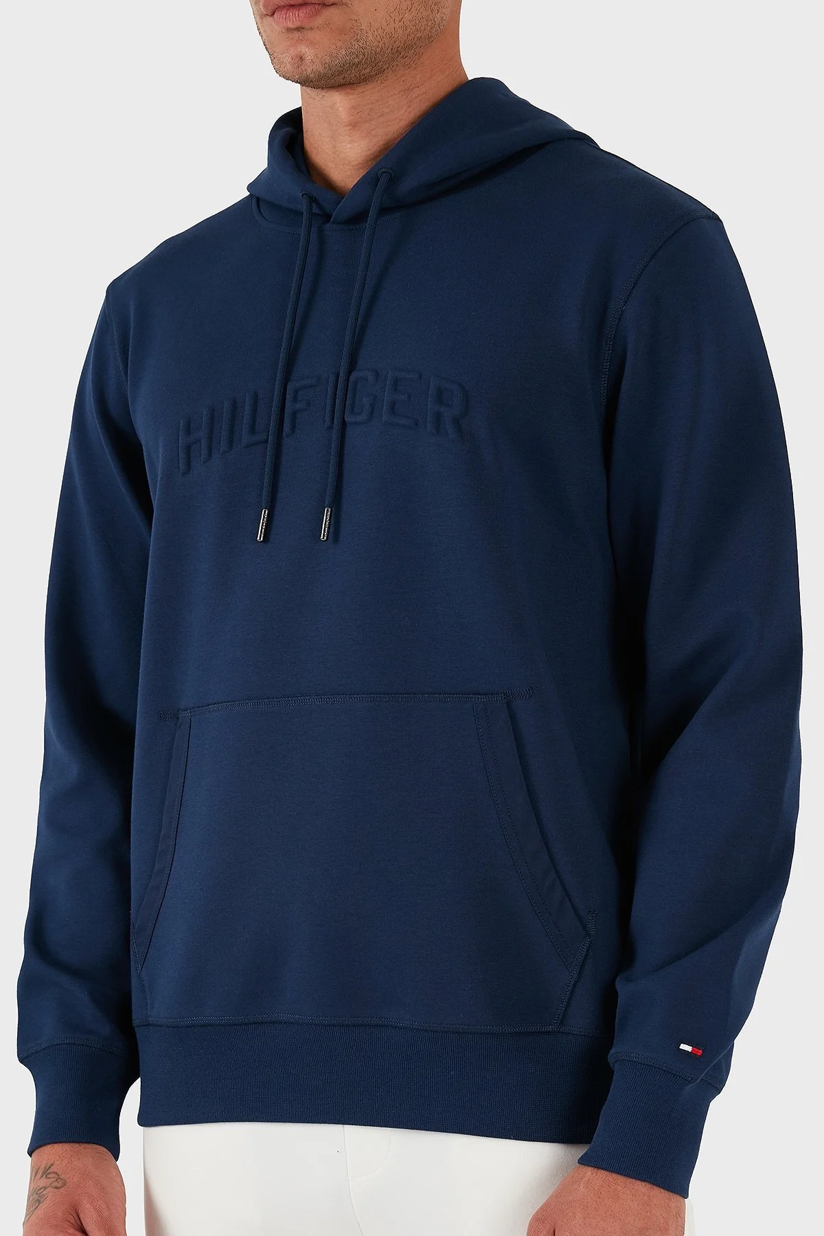 Tommy Hilfiger Pamuklu Relaxed Fit Kapüşonlu Logolu Erkek Sweat MW0MW39402 C7G MAVİ - 6