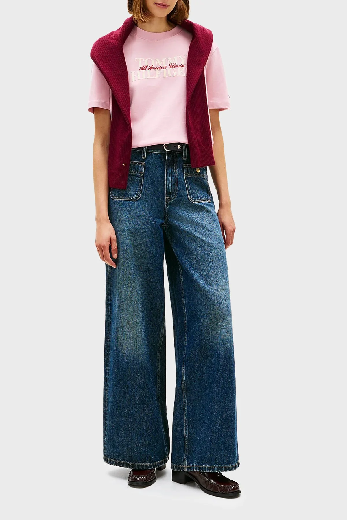 Tommy Hilfiger Pamuklu Relaxed Fit Logolu Bisiklet Yaka Bayan T Shirt WW0WW47884 TPG AÇIK PEMBE - 2