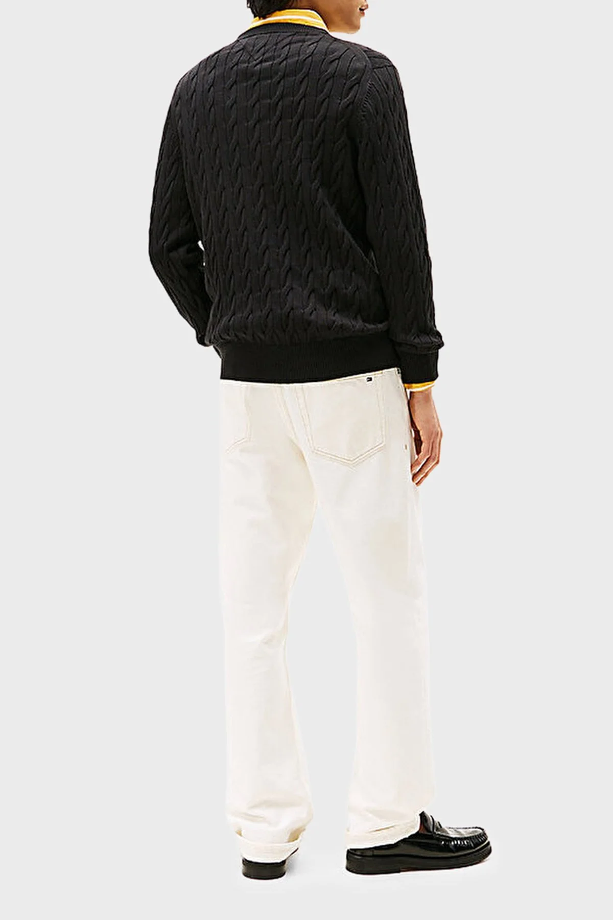 Tommy Hilfiger Pamuklu Relaxed Fit Örgülü Bisiklet Yaka Erkek Kazak MW0MW33132 BDS SİYAH - 4