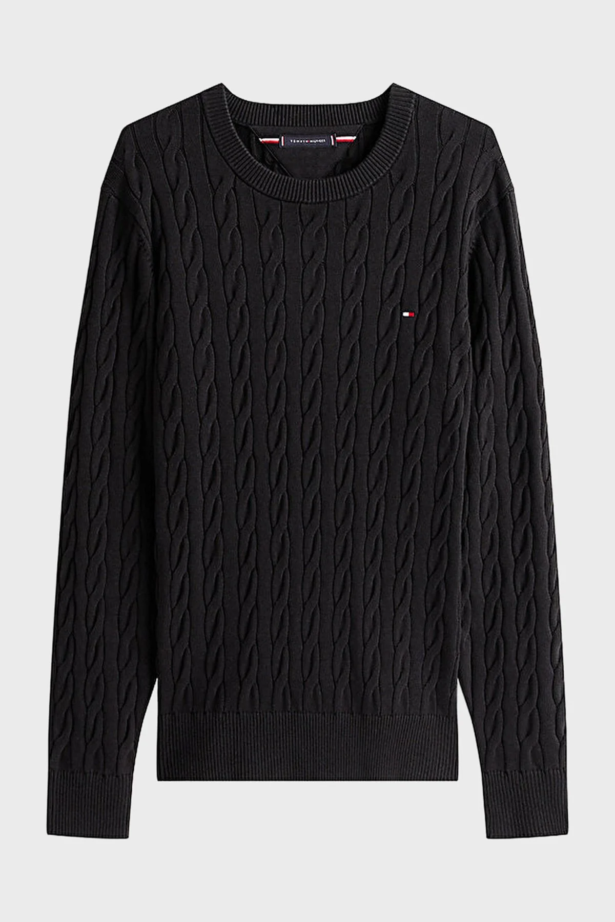 Tommy Hilfiger Pamuklu Relaxed Fit Örgülü Bisiklet Yaka Erkek Kazak MW0MW33132 BDS SİYAH - 5