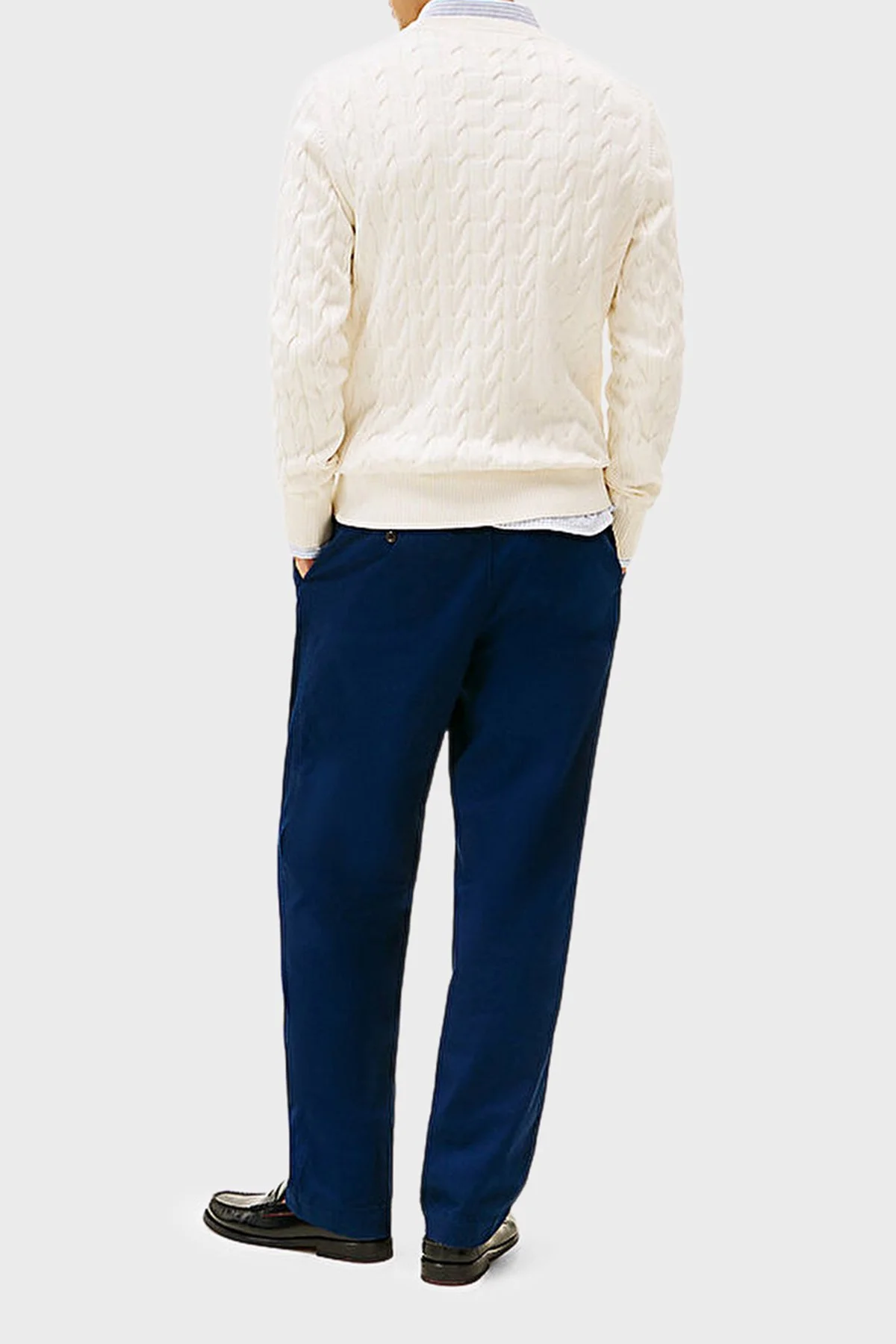 Tommy Hilfiger Pamuklu Relaxed Fit Örgülü Bisiklet Yaka Erkek Kazak MW0MW33132 Z00 AÇIK BEJ - 4