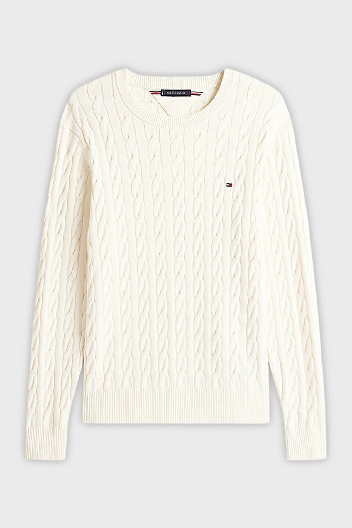 Tommy Hilfiger Pamuklu Relaxed Fit Örgülü Bisiklet Yaka Erkek Kazak MW0MW33132 Z00 AÇIK BEJ - 5