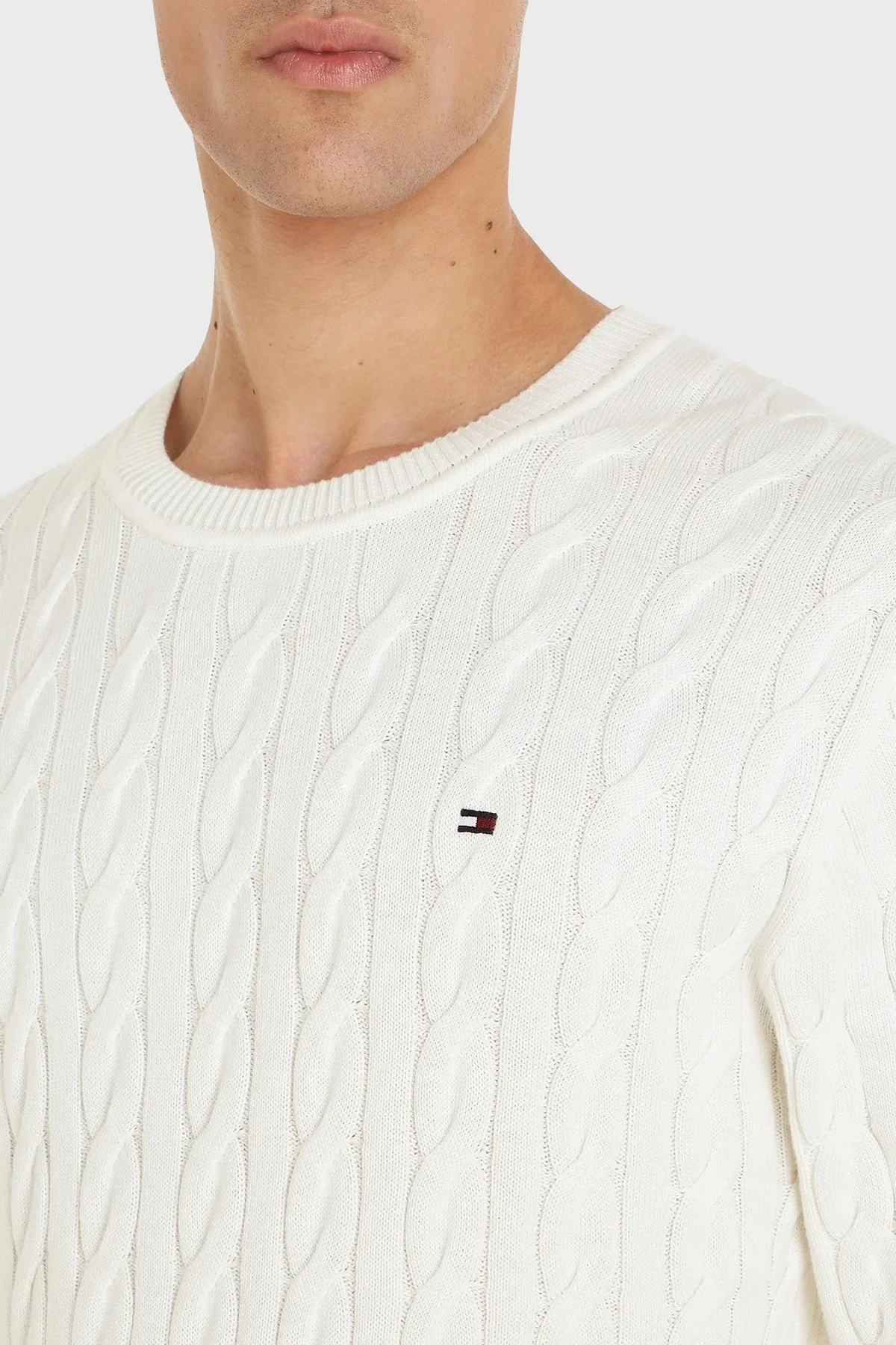 Tommy Hilfiger Pamuklu Relaxed Fit Örme Erkek Kazak MW0MW33132 YBI BEYAZ - 8