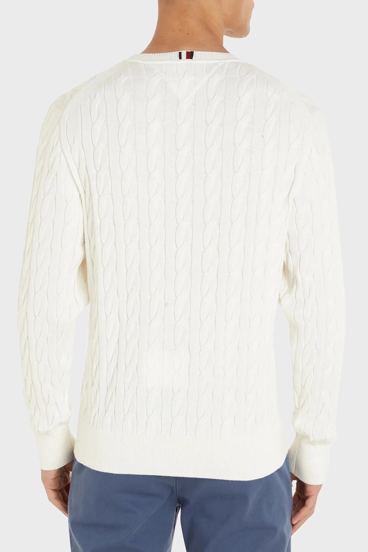 Tommy Hilfiger Pamuklu Relaxed Fit Örme Erkek Kazak MW0MW33132 YBI BEYAZ - 9