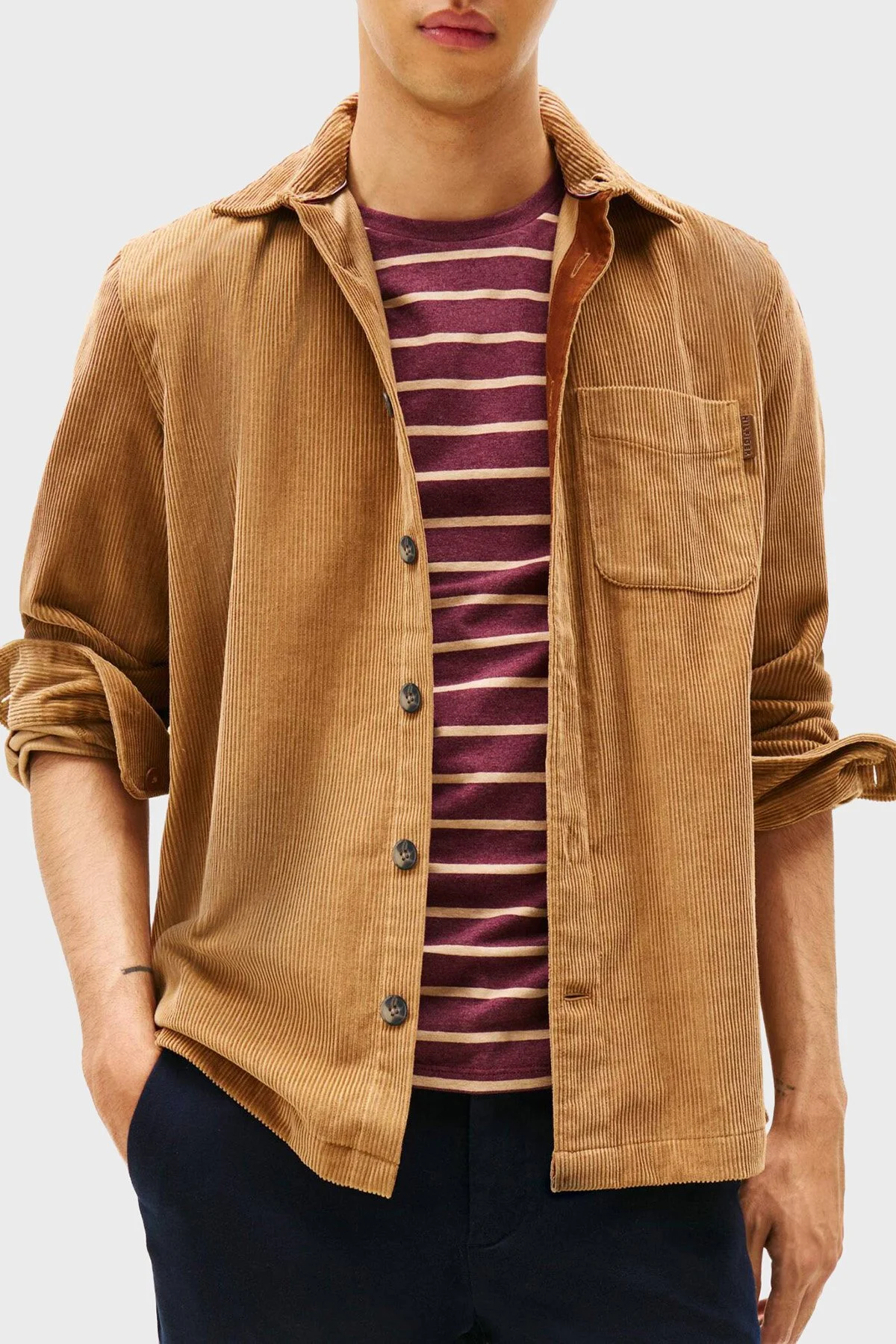 Tommy Hilfiger Pamuklu Relaxed Fit Uzun Kollu Kadife Erkek Gömlek MW0MW40489 0HD KAHVE - 1