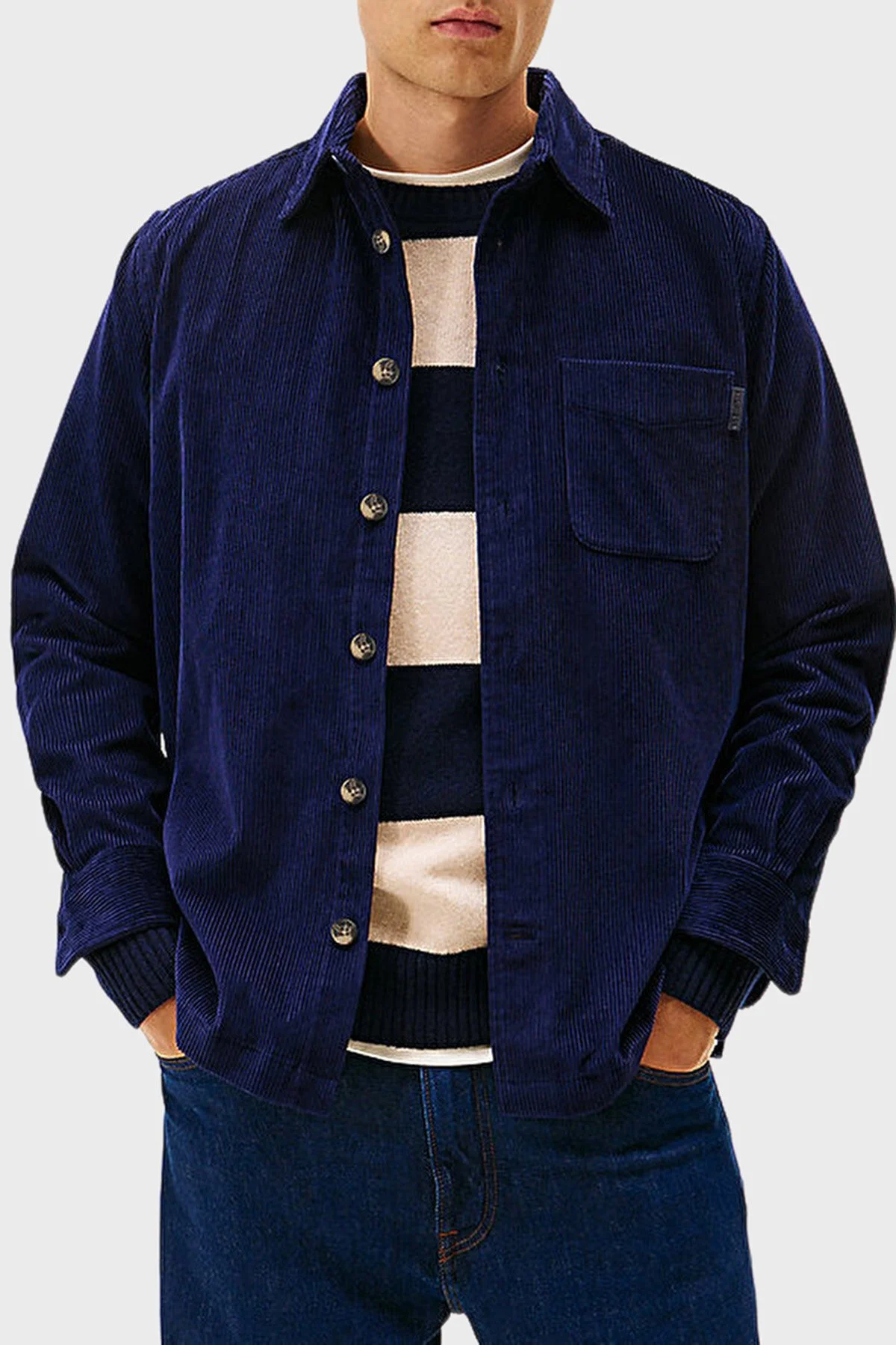 Tommy Hilfiger Pamuklu Relaxed Fit Uzun Kollu Kadife Erkek Gömlek MW0MW40489 BCL LACİVERT - 1