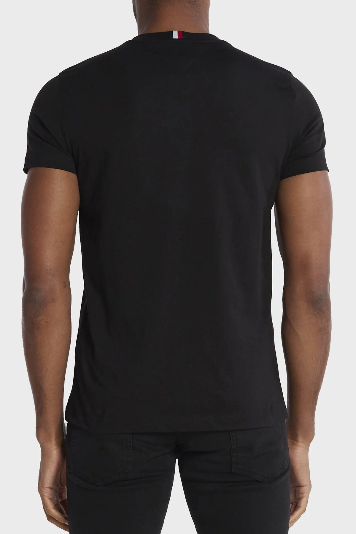 Tommy Hilfiger Pamuklu Slim Fit Bisiklet Yaka Erkek T Shirt MW0MW33687 BDS SİYAH - 3