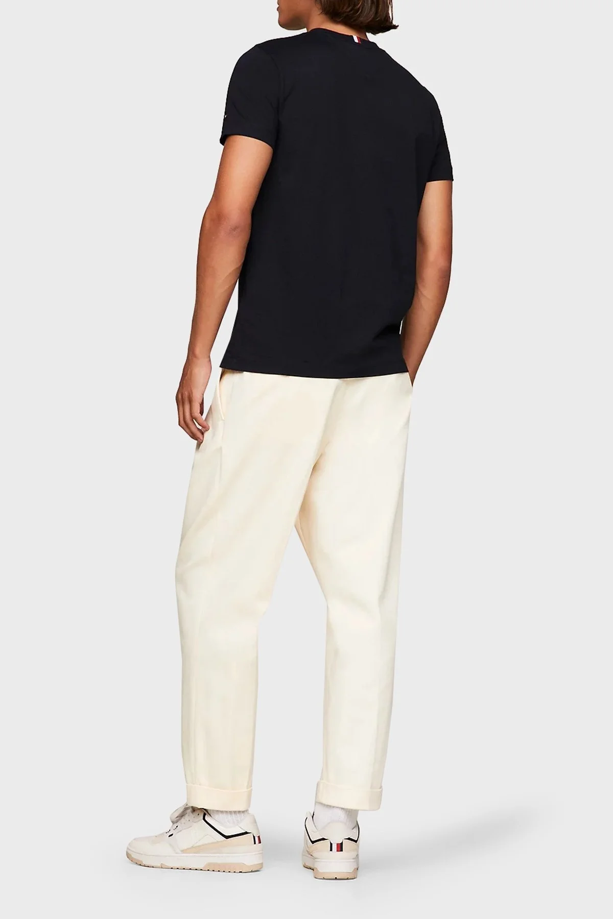 Tommy Hilfiger Pamuklu Slim Fit Bisiklet Yaka Erkek T Shirt MW0MW33687 DW5 LACİVERT - 4