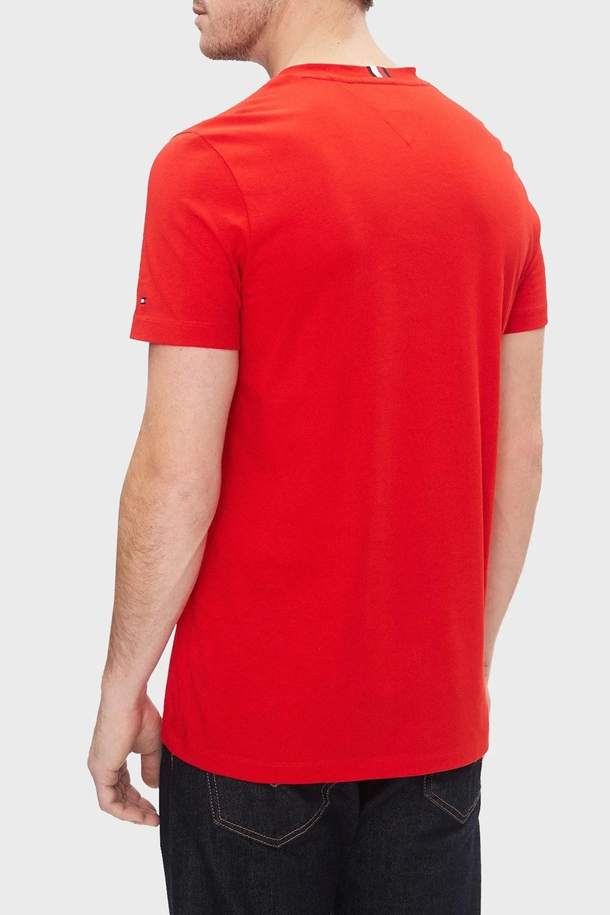 Tommy Hilfiger Pamuklu Slim Fit Bisiklet Yaka Erkek T Shirt MW0MW33687 XND KIRMIZI - 13
