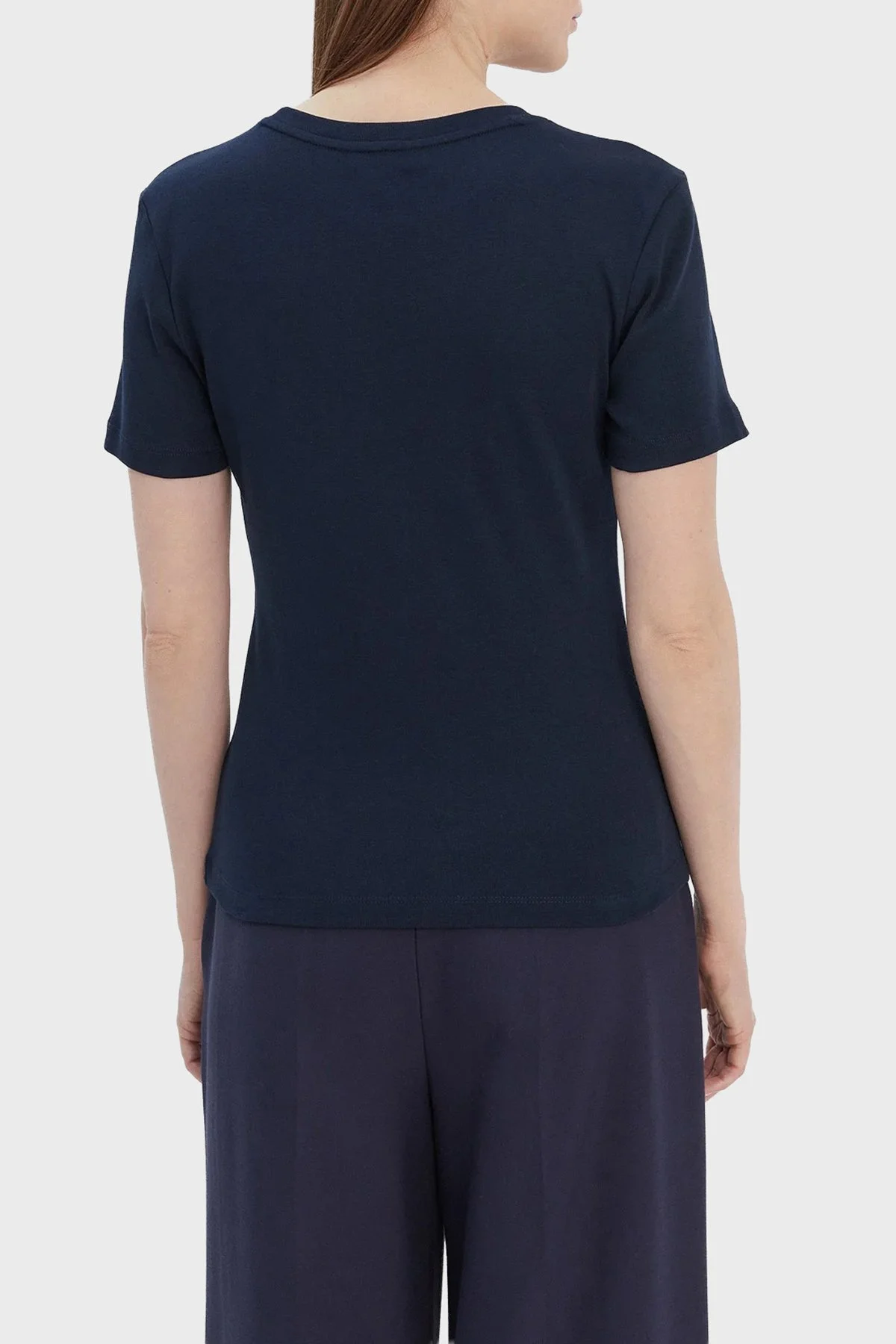 Tommy Hilfiger Pamuklu Slim Fit Bsiklet Yaka Bayan T Shirt WW0WW40587 C1G LACİVERT - 3