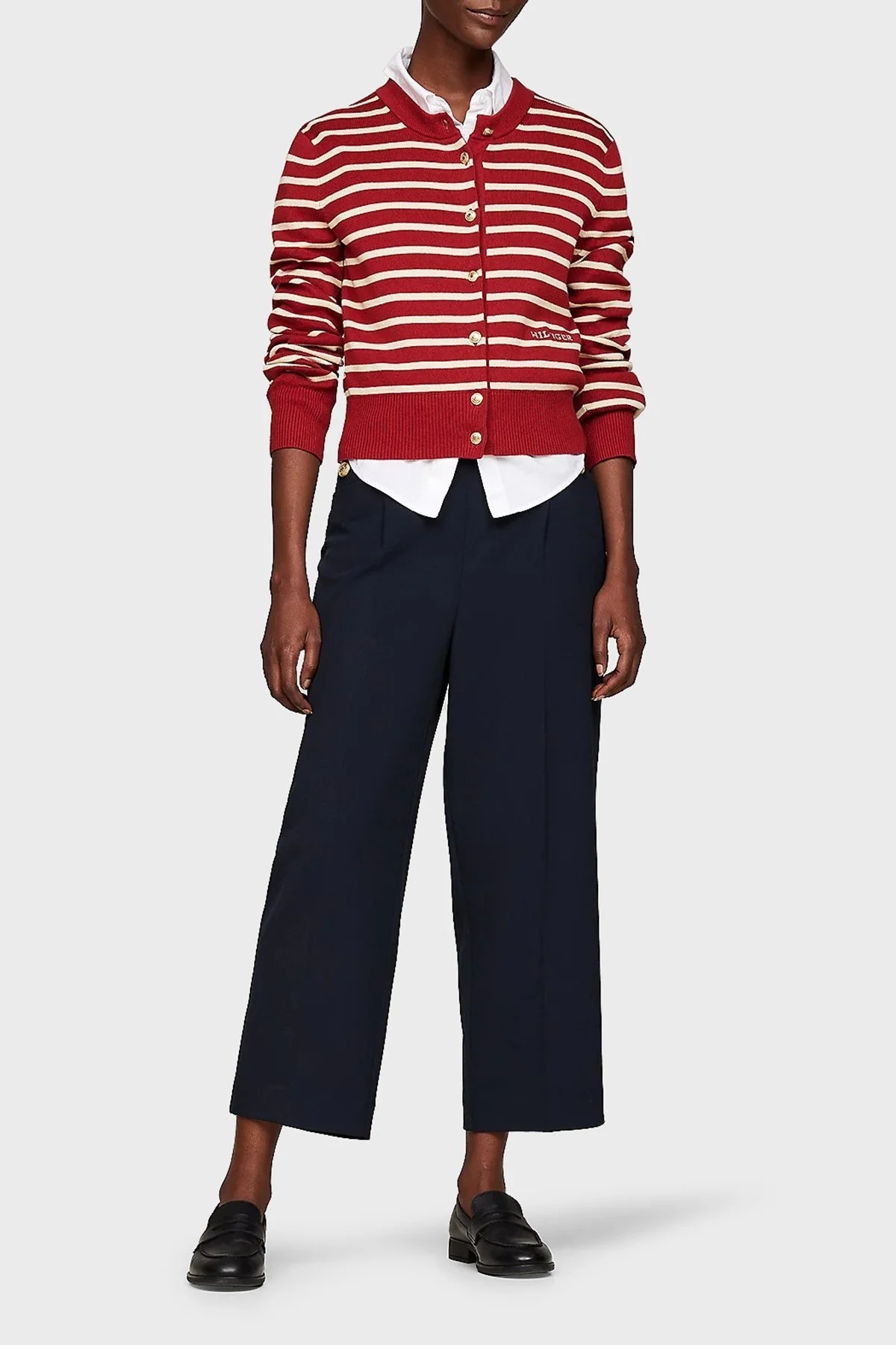 Tommy Hilfiger Pamuklu Slim Fit Çizgili Bayan Hırka WW0WW43148 04U Kiremit-Bej - 8