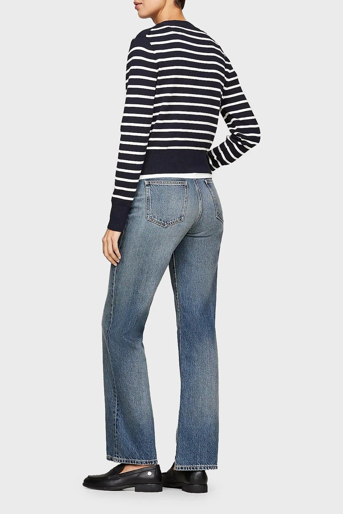 Tommy Hilfiger Pamuklu Slim Fit Çizgili Bayan Hırka WW0WW43148 0AA BEJ - 2